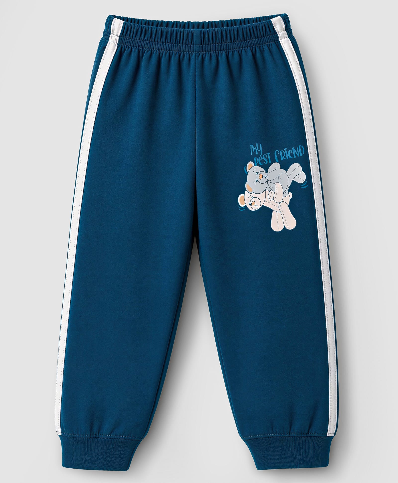 Tango Single Jersey Knit Full Length Lounge Pant with Teddy Bear Print - Blue-image-28