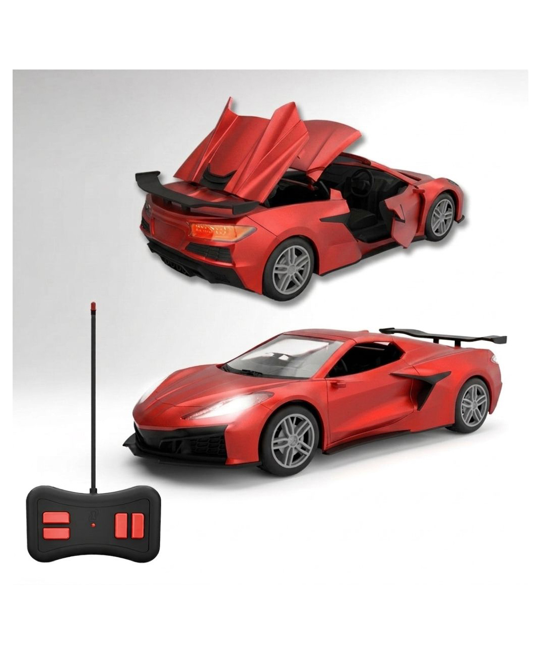Sumairu Toys Convertible Remote Control Car with Rechargeable Battery, Openable Roof & Doors, Type-C Charging - Red Metallic Matte-picture-14