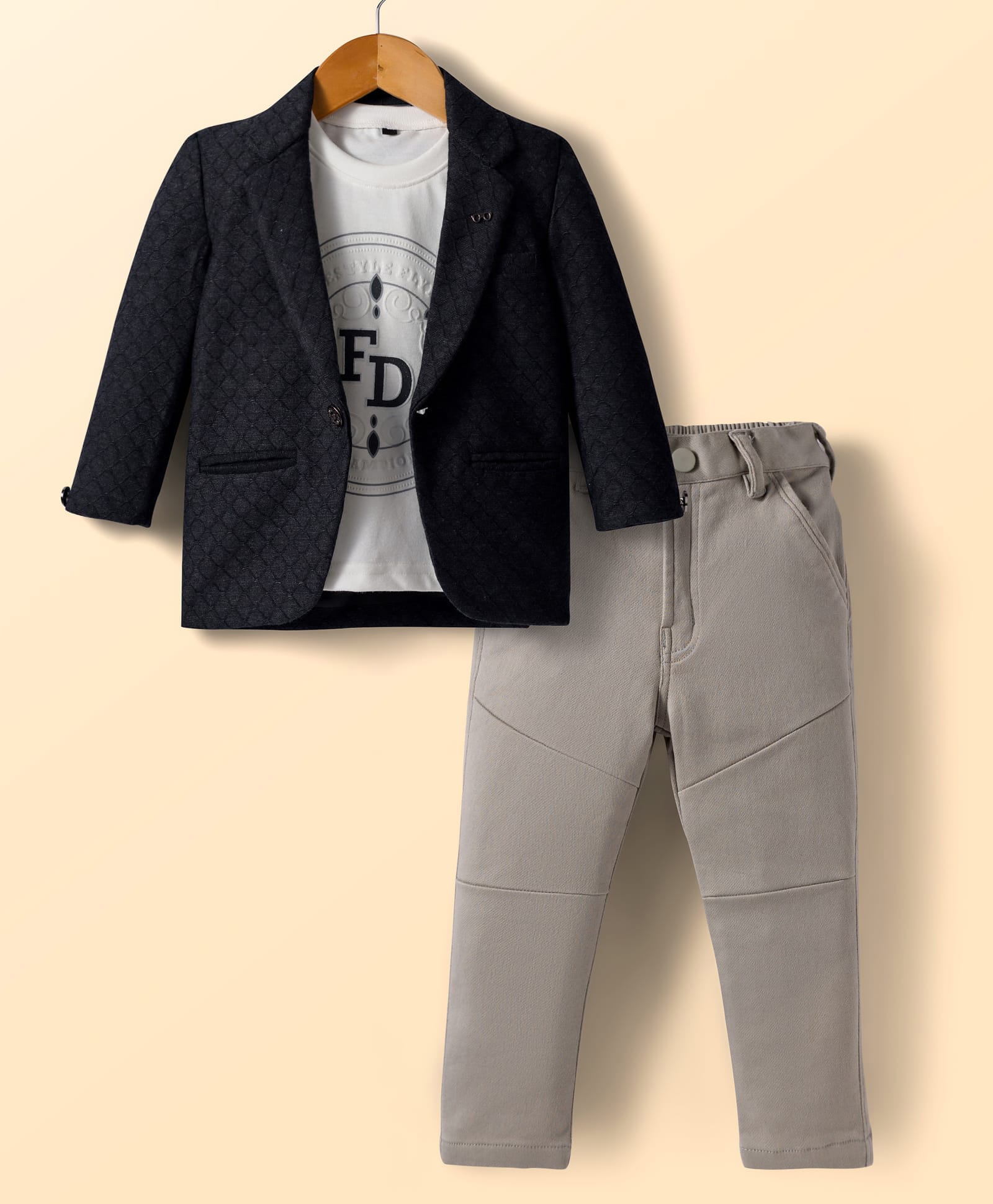 Dapper Dudes Cotton Woven Printed Party T-Shirt & Pant With Self Design Full Sleeves Blazer - Black-image-25