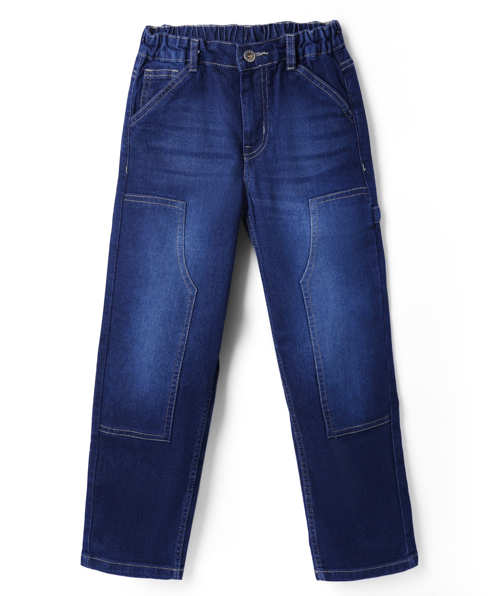 Primo Gino Woven Full Length Baggy Fit Carpenter Denim Jeans with Pocket - Blue-picture-10