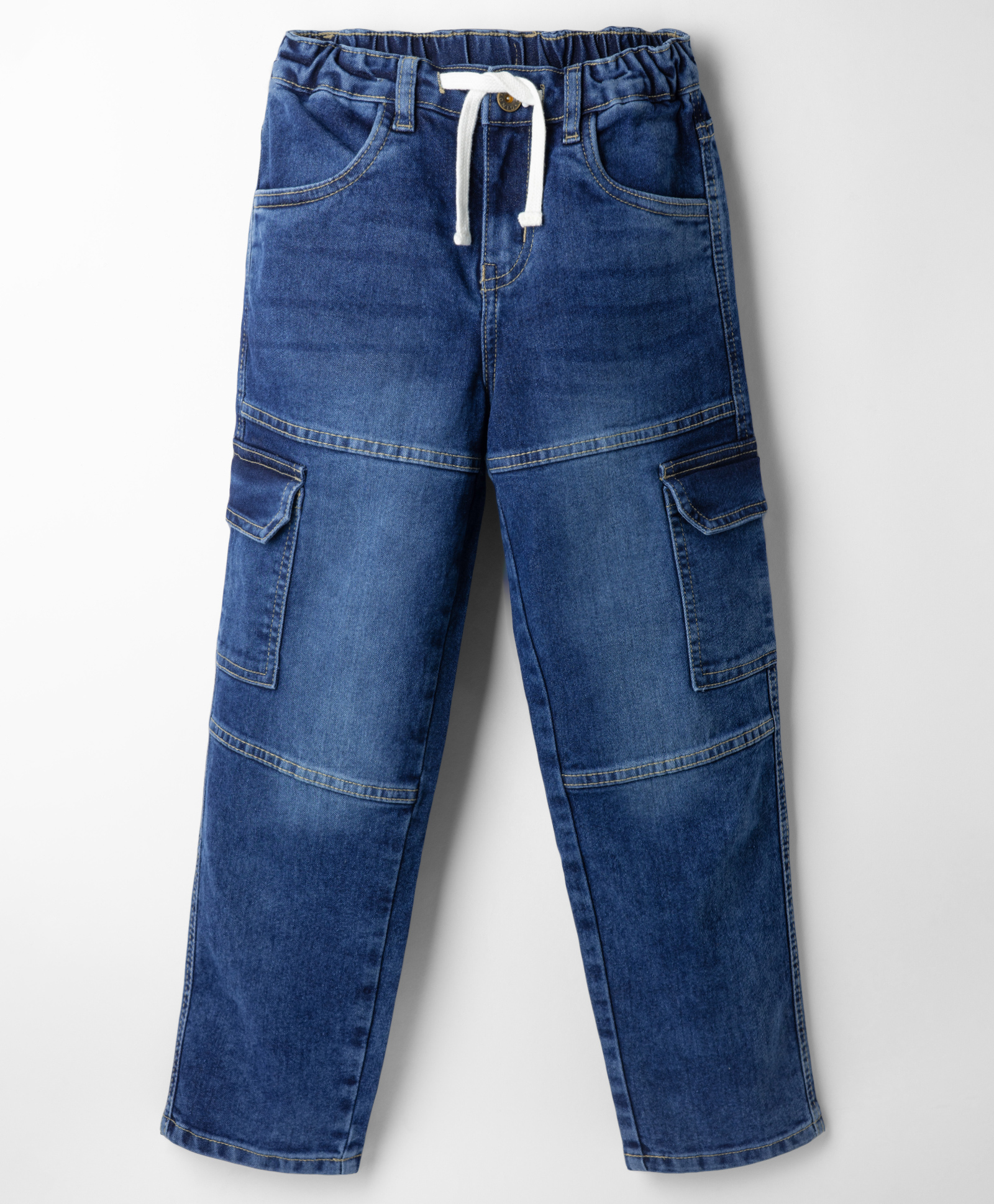 Primo Gino Cotton Woven Full Length Jeans With Cargo Pockets - Navy Blue-picture-20