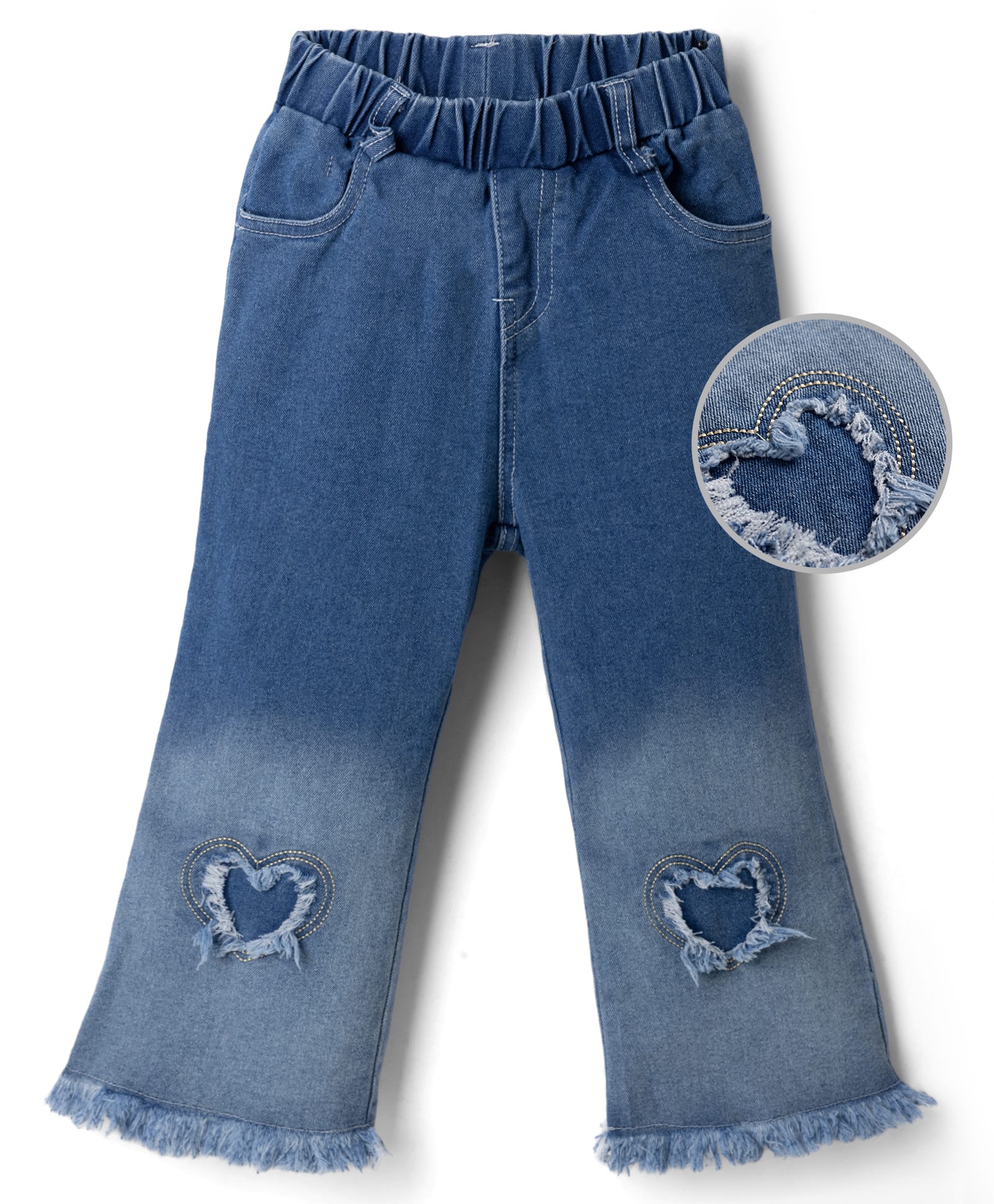 Mark & Mia Full Length Hearts Embroidered Jeans - Blue-image-13