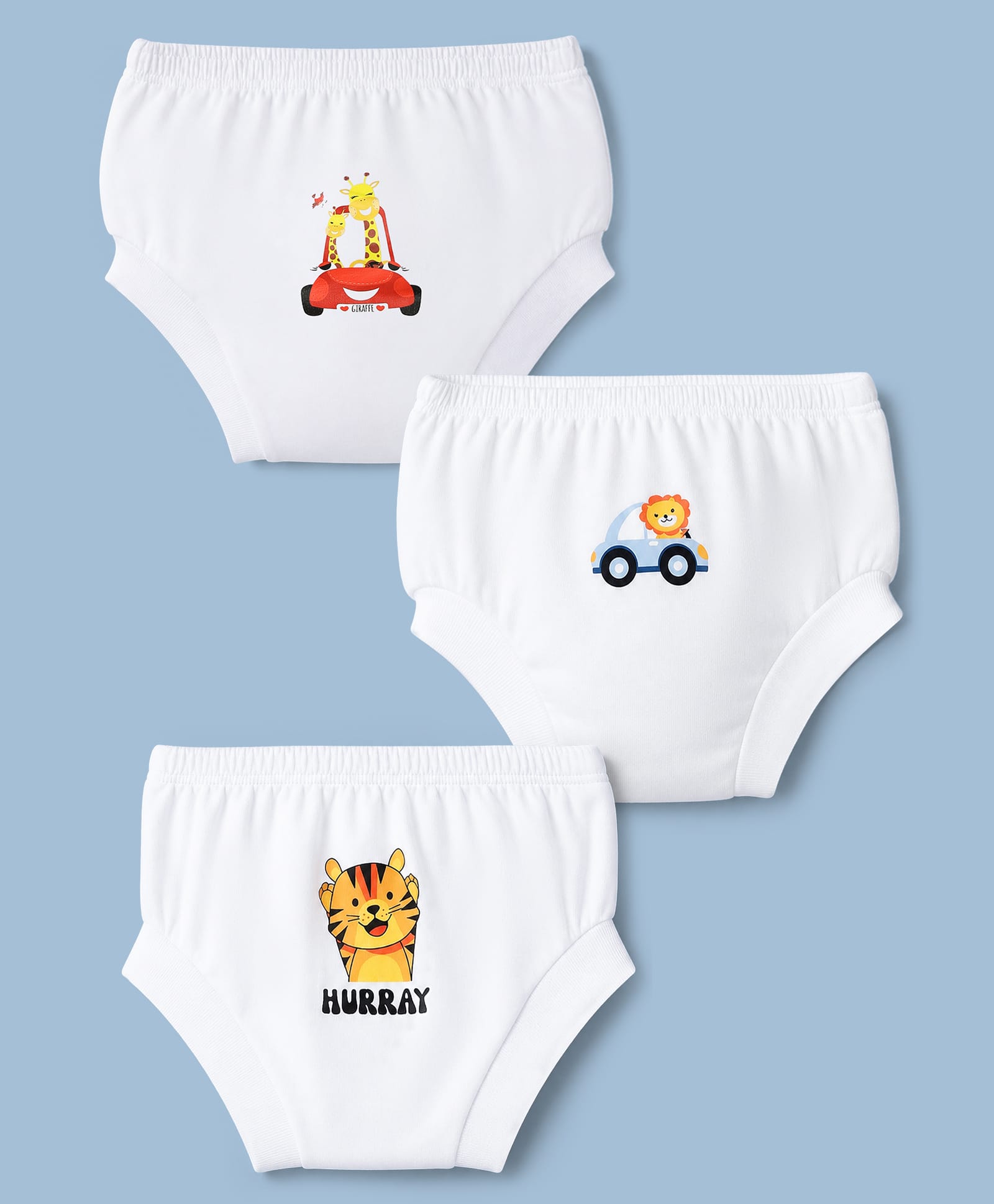 Doodle Poodle 100% Cotton Interlock Knit Animal Printed Panties Pack of 3 - Bright White-picture-17
