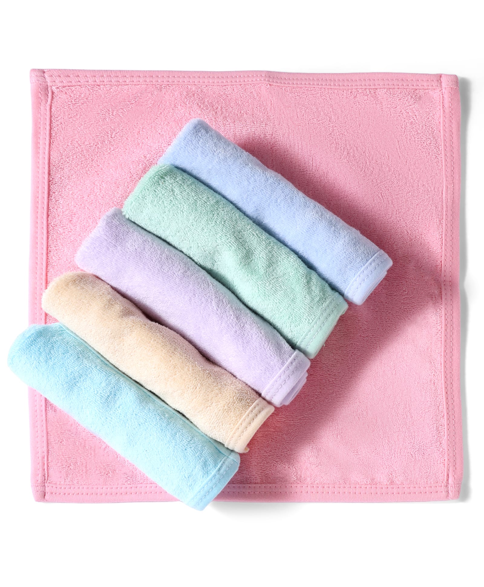 Simply Terry Knit Solid Hand & Face Towels Pack Of 6 - Pink Lilac & Light blue-image-26