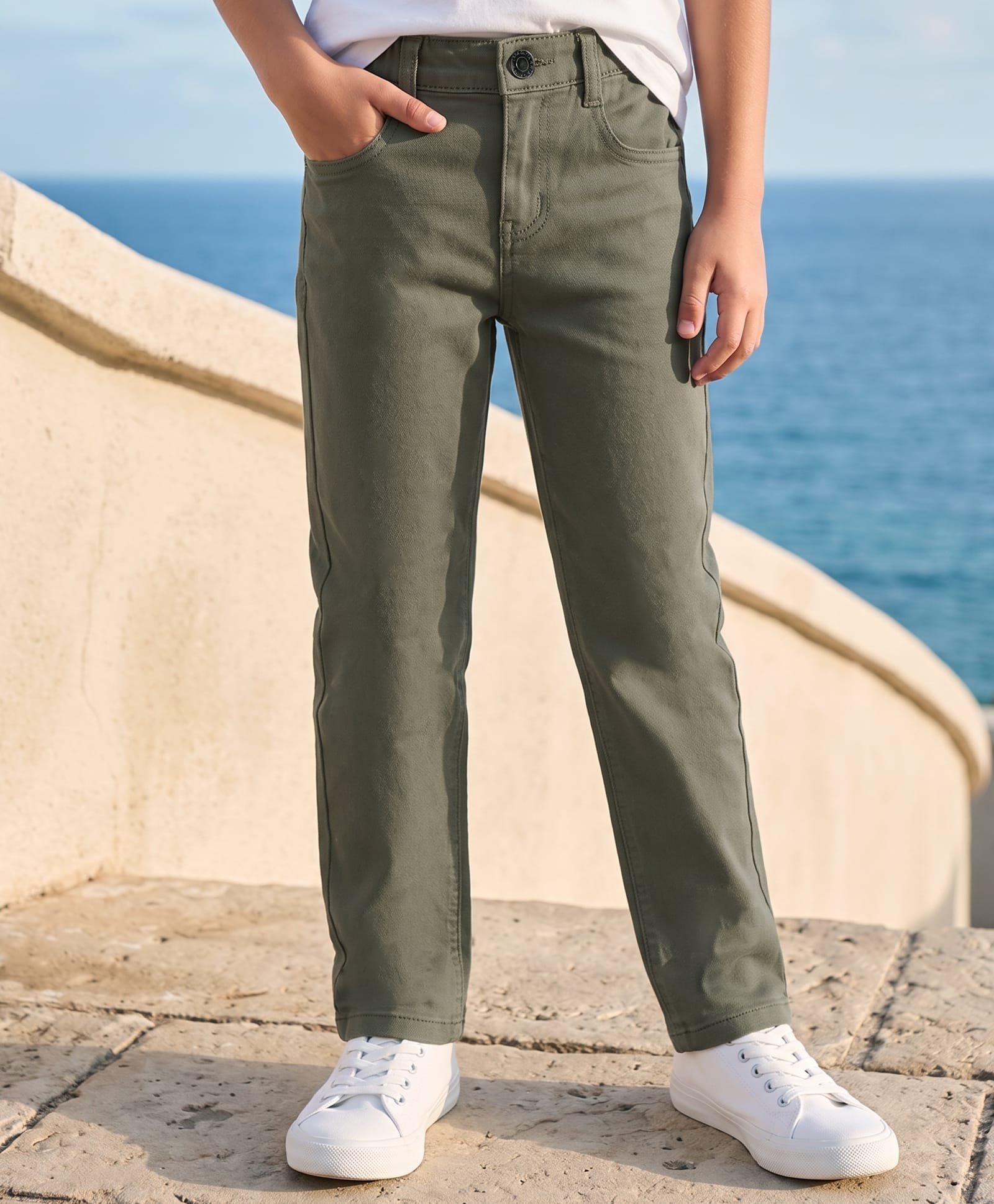 arias by lara dutta Arias Cotton Elastane Woven Full Length Washed Straight Fit Overdyed Jeans - Olive Green-picture-25
