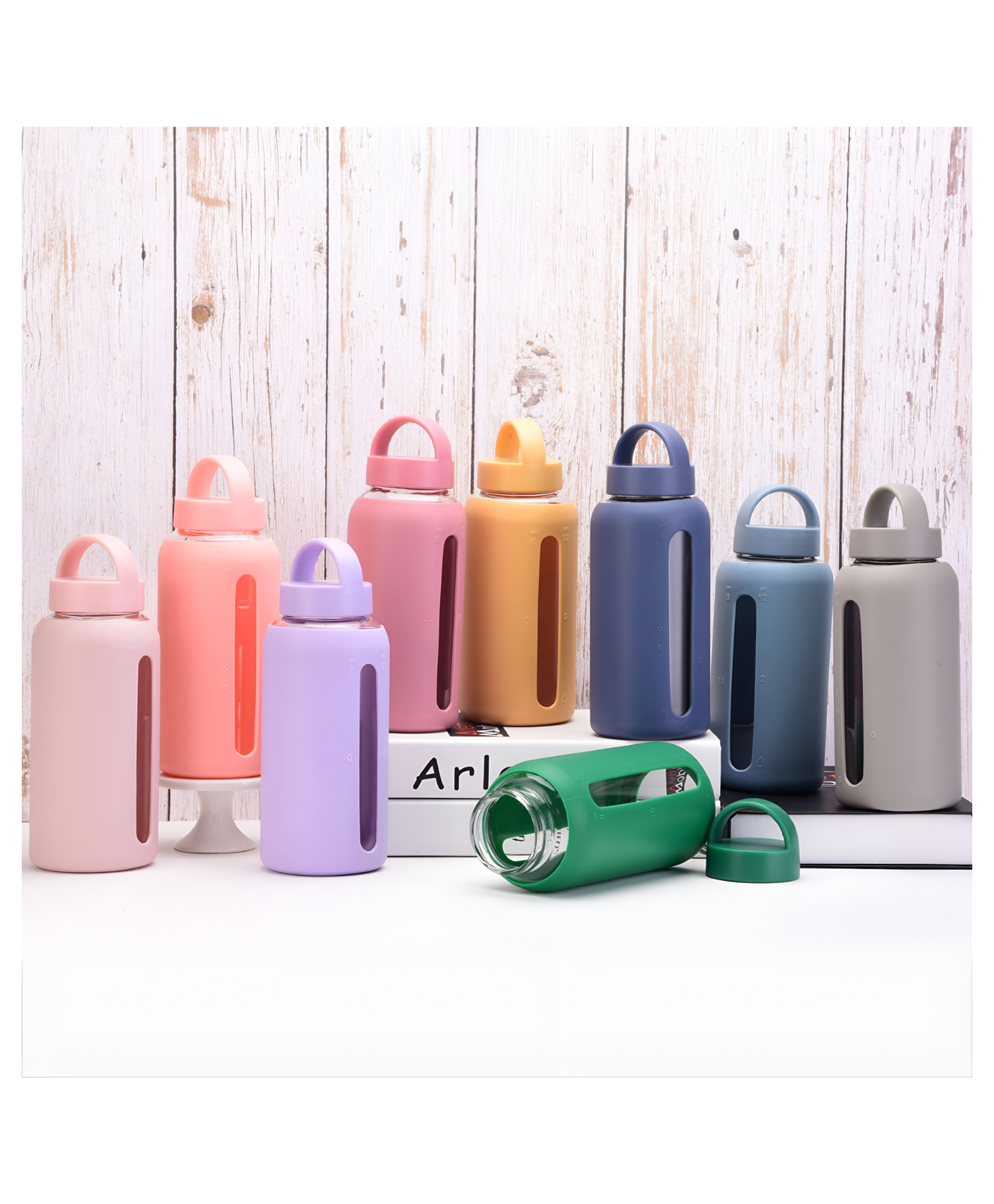 SCHOOLISH 800ml high borosilicate heat-resistant portable solid glass water bottle, leak-proof, dishwasher safe, simple yet luxurious business style- PACK OF 1 - COLOR MAY VARY-picture-14