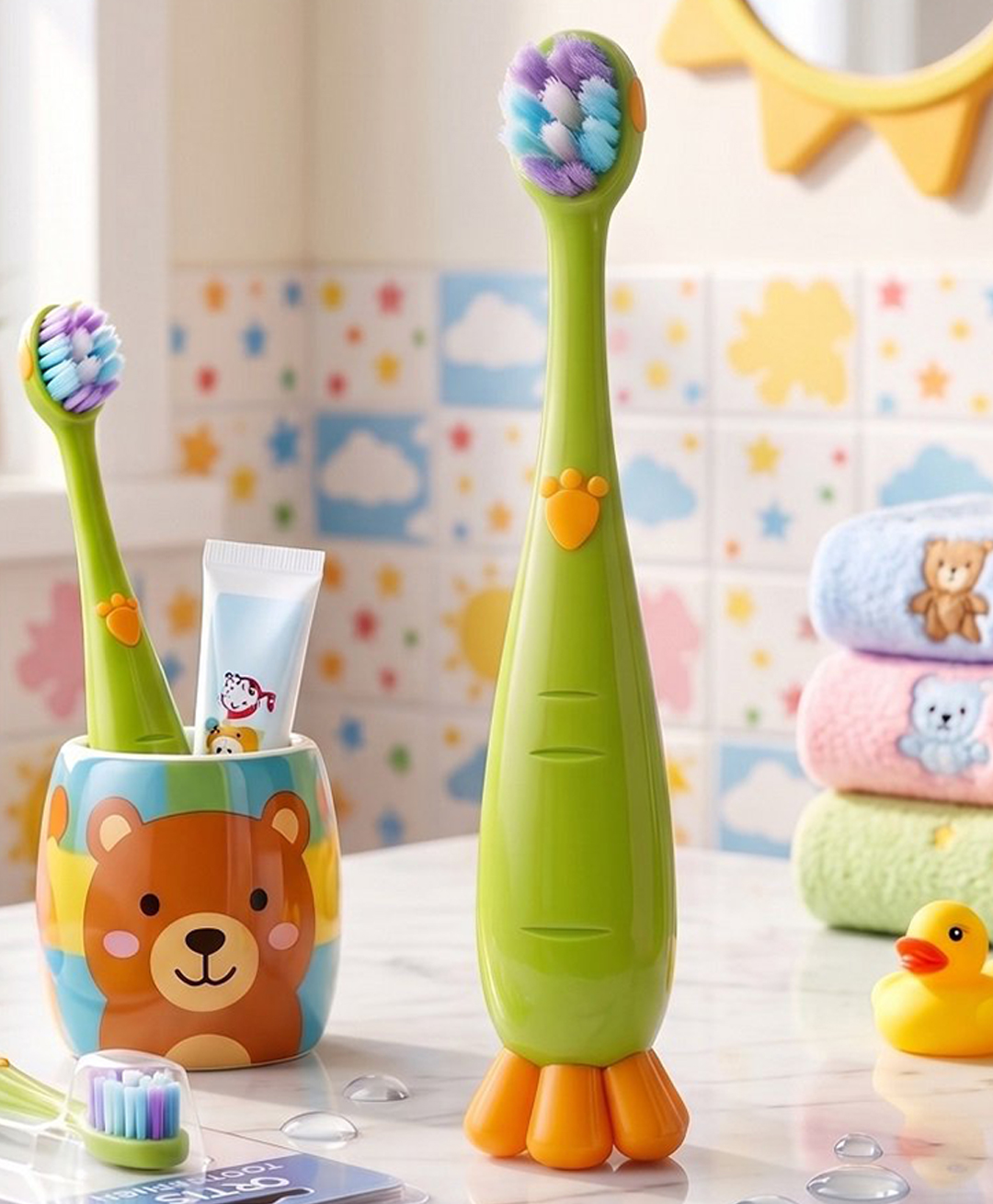 Ortis Kids Toothbrush with Soft Silicone Head - Green-picture-26