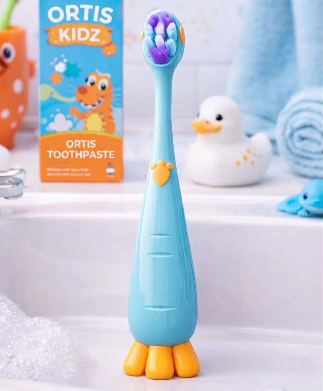 Ortis Kids Toothbrush with Soft Silicone Head - Blue-image-20
