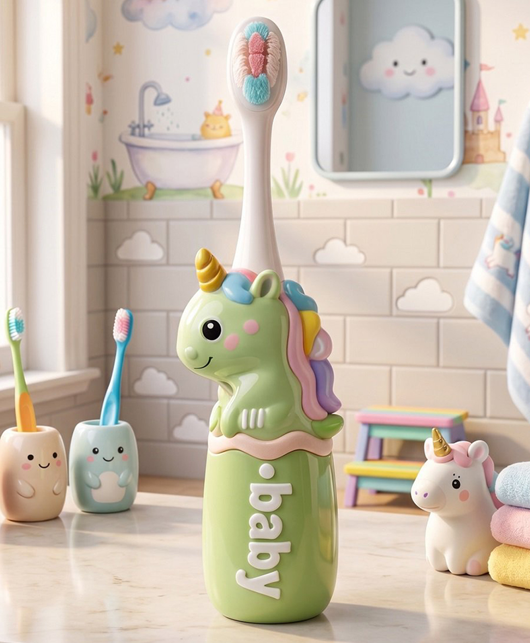 Ortis Kids Toothbrush with Soft Silicone Head - Green-picture-20