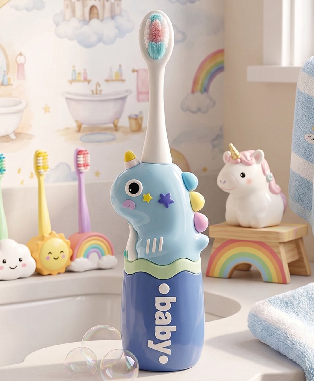 Ortis Kids Toothbrush with Soft Silicone Head - Blue-image-17