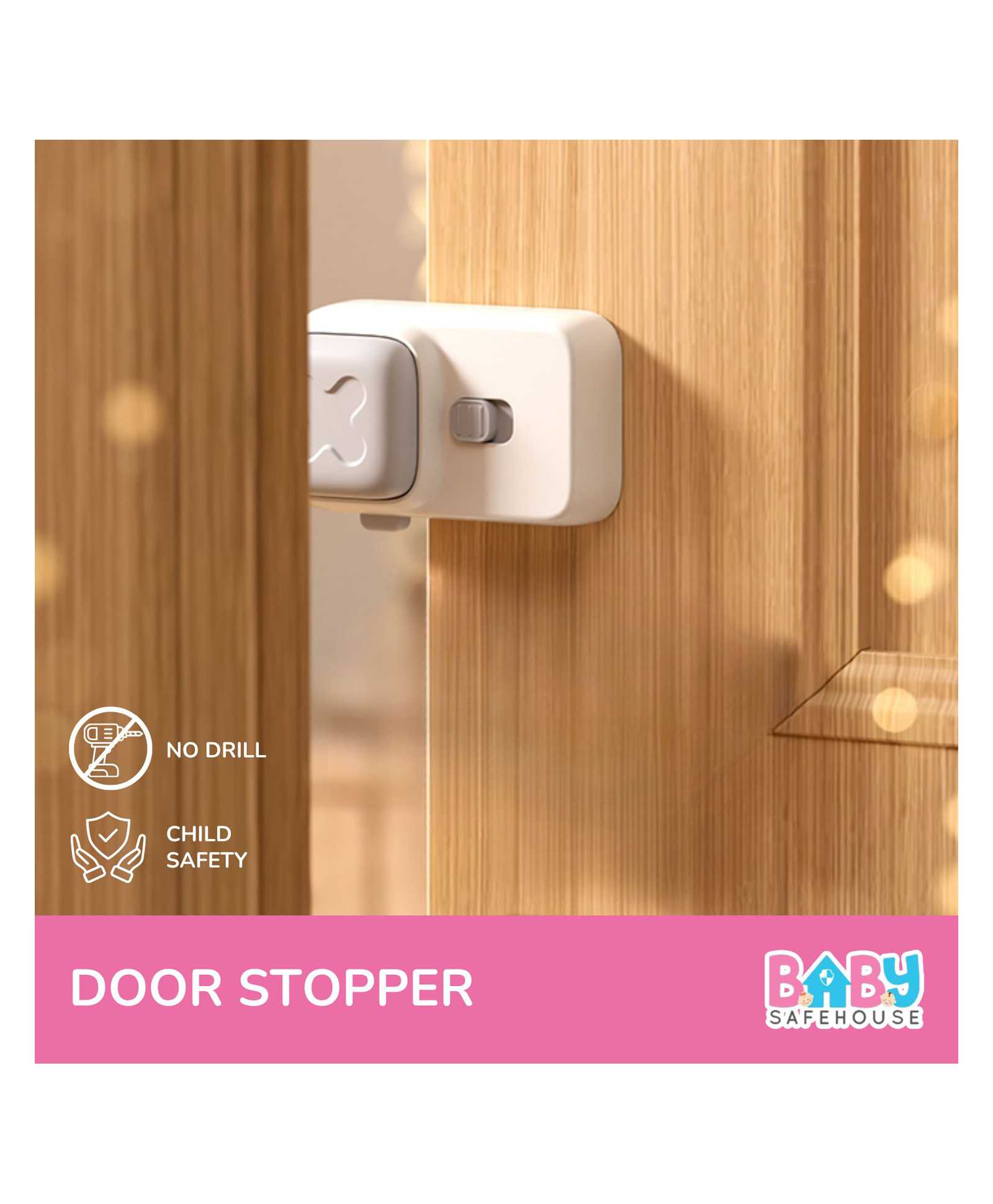 BabySafeHouse Finger Pinch Door Stopper with One-Touch Lock - Child Safety Door Guard with Silicon Cushion to Prevent Accidents in Babies (Grey, 1 Pc)-image-44