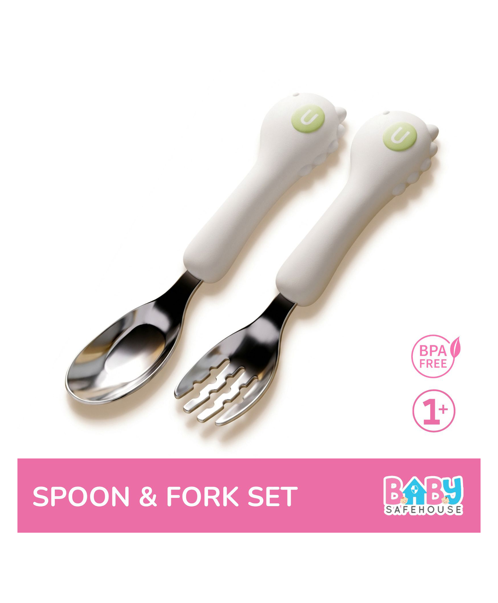 BabySafeHouse Stainless Steel Spoon & Fork Set with Silicone Grip & Storage Case Safe Self-Feeding Cutlery for Toddlers (1+ Years)-image-12
