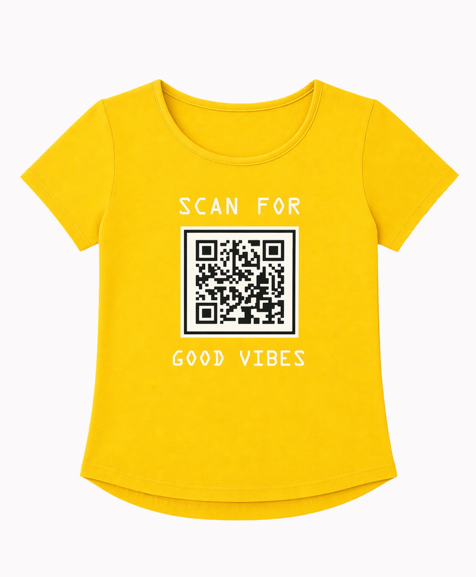 HRIT Cotton Knit Half Sleeves Scan For Good Vibes Text Printed Top - Yellow-picture-30