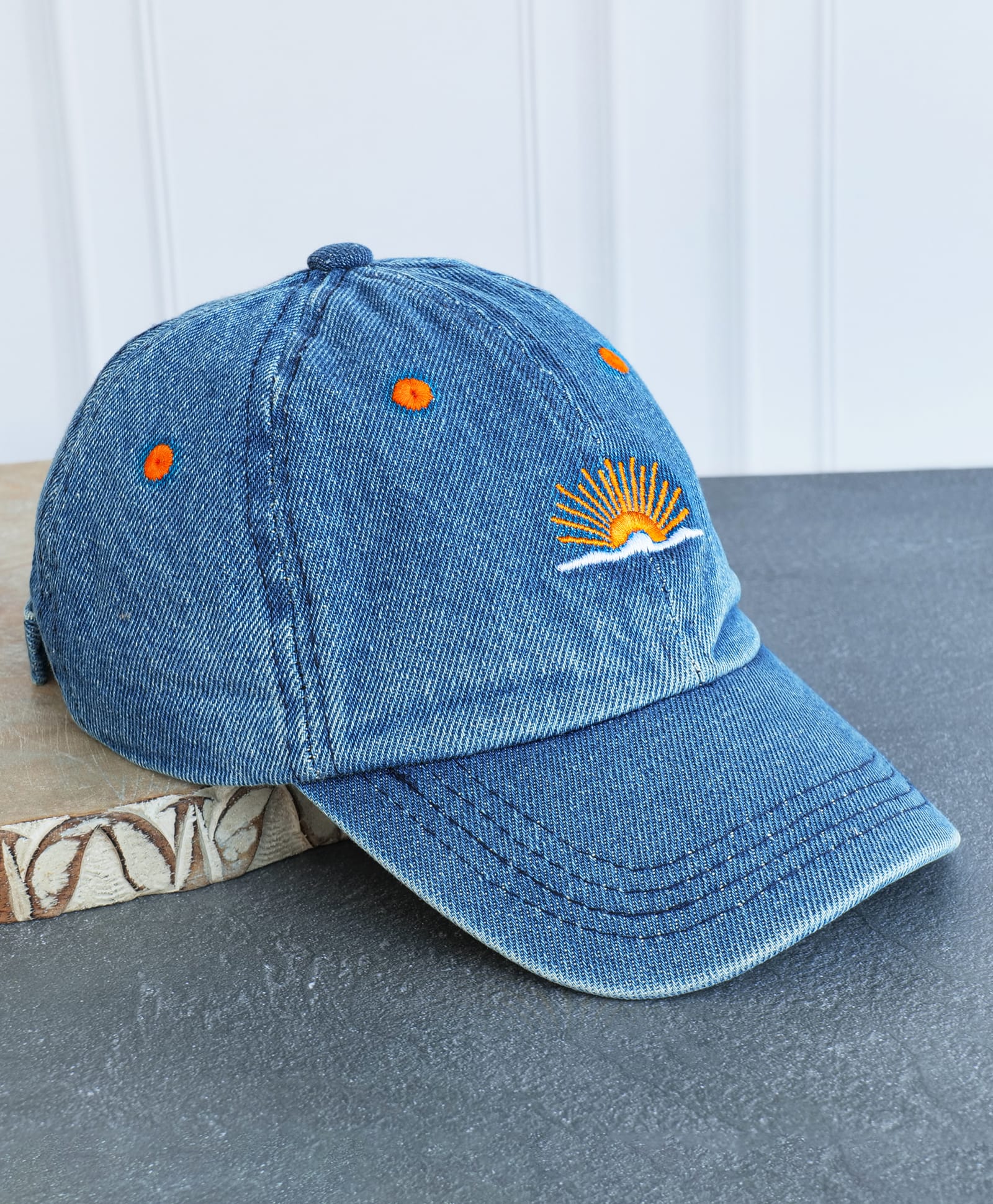 DukieKooky Denim Woven Sun Embroidered Baseball Cap - Blue - Circumference 56 Cms-image-38