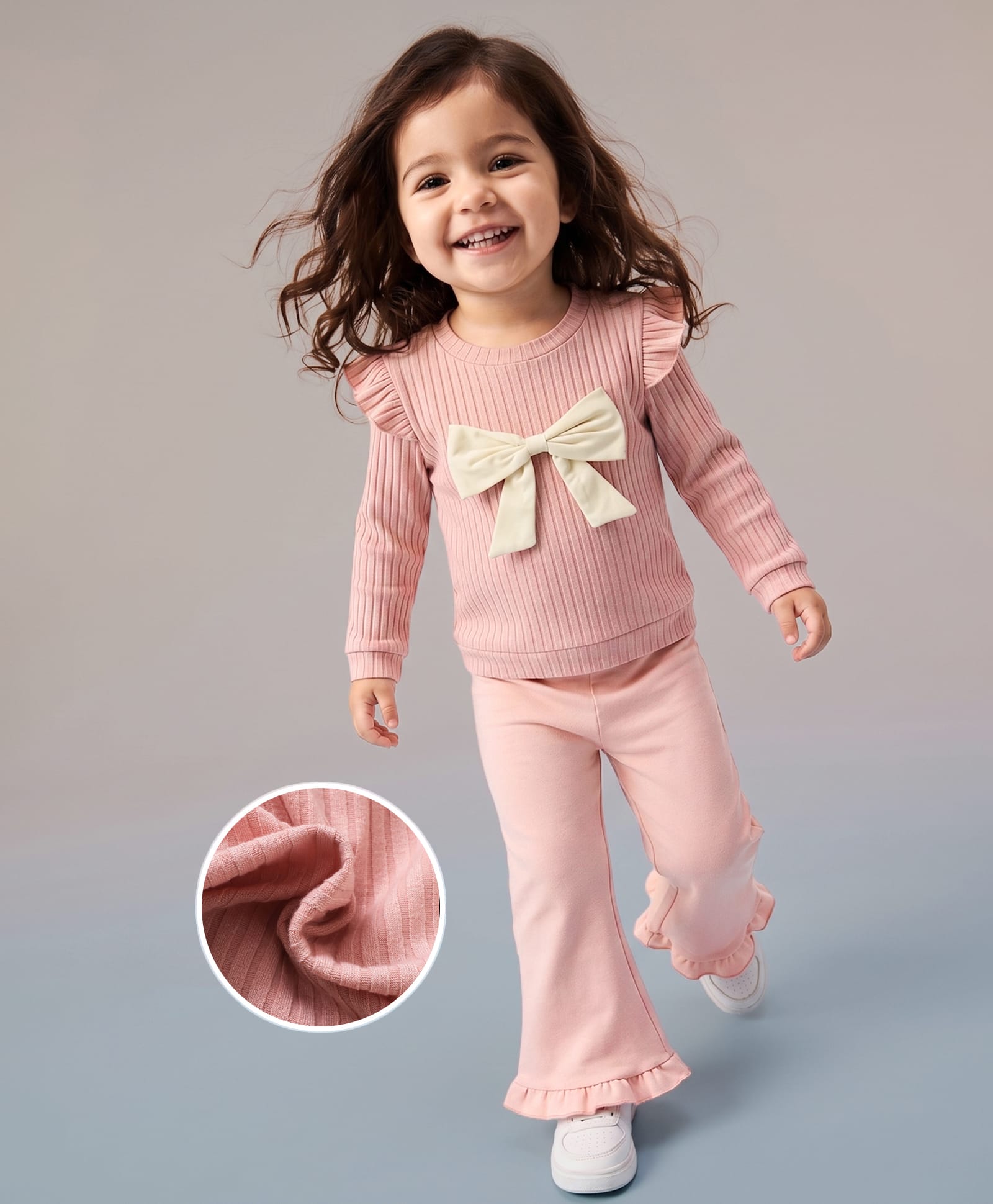 Mark & Mia Full Sleeves Top & Pant Set with Frill Design & Bow Applique - Pink-image-30