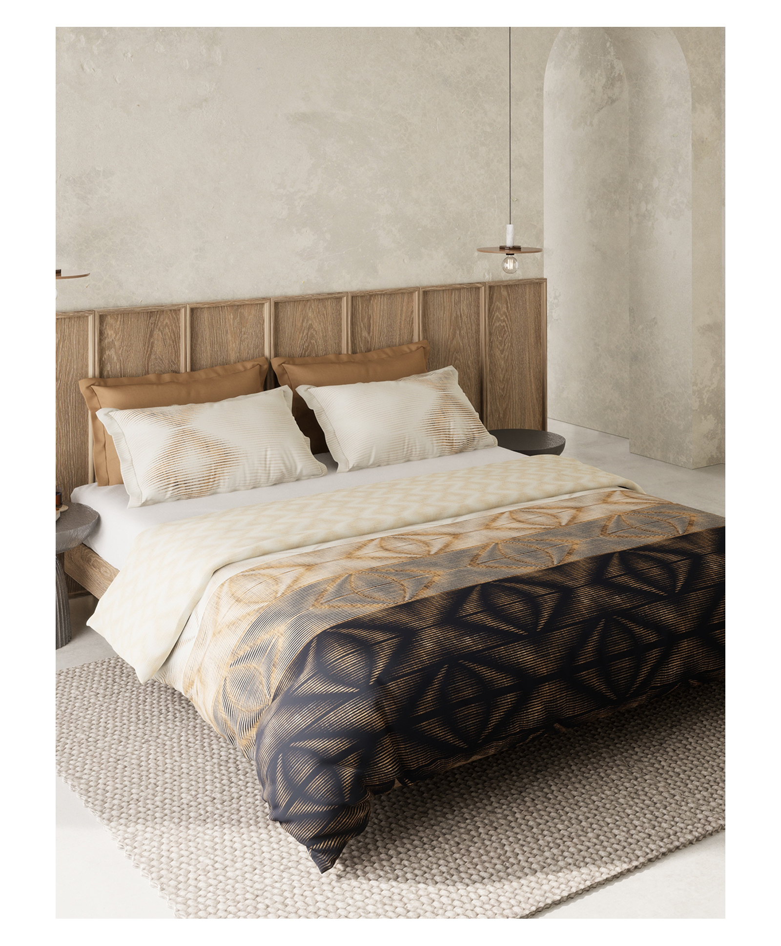 DDecor Zeta Collection 100% Cotton Abstract 135TC Super King Flat Bedsheet with 2 Pillow Covers - Brown-image-17