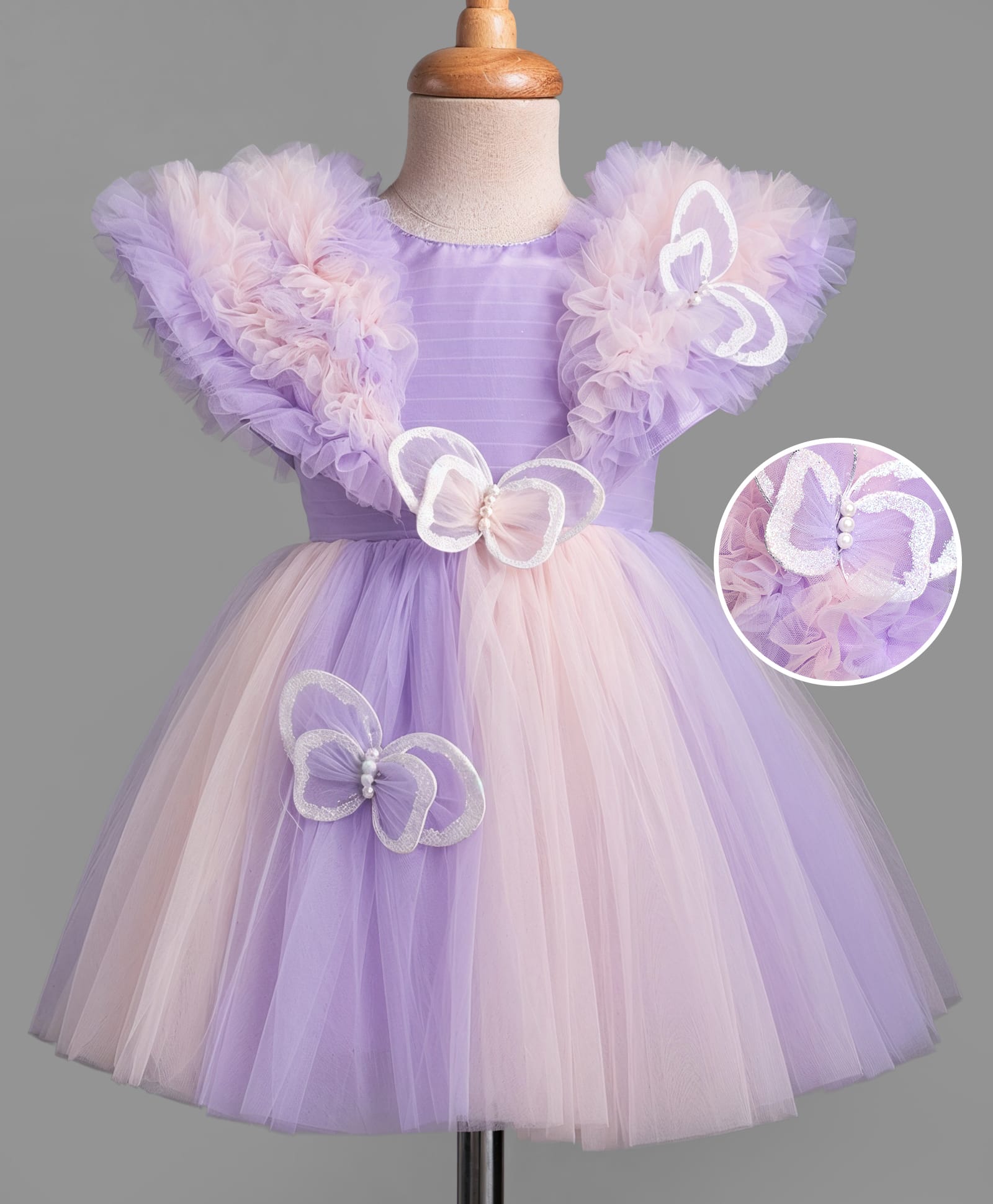 Mark & Mia Sleeveless Party Dress with Frill & Butterfly Applique - Purple-image-42