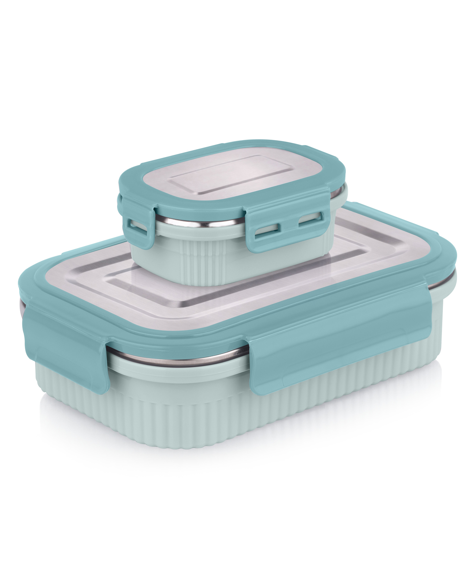ATTRO Microwave Safe Airtight Leak Proof Stainless Steel Lunch Box Set Of 2 800 ml & 180 ml - Turquoise-picture-31