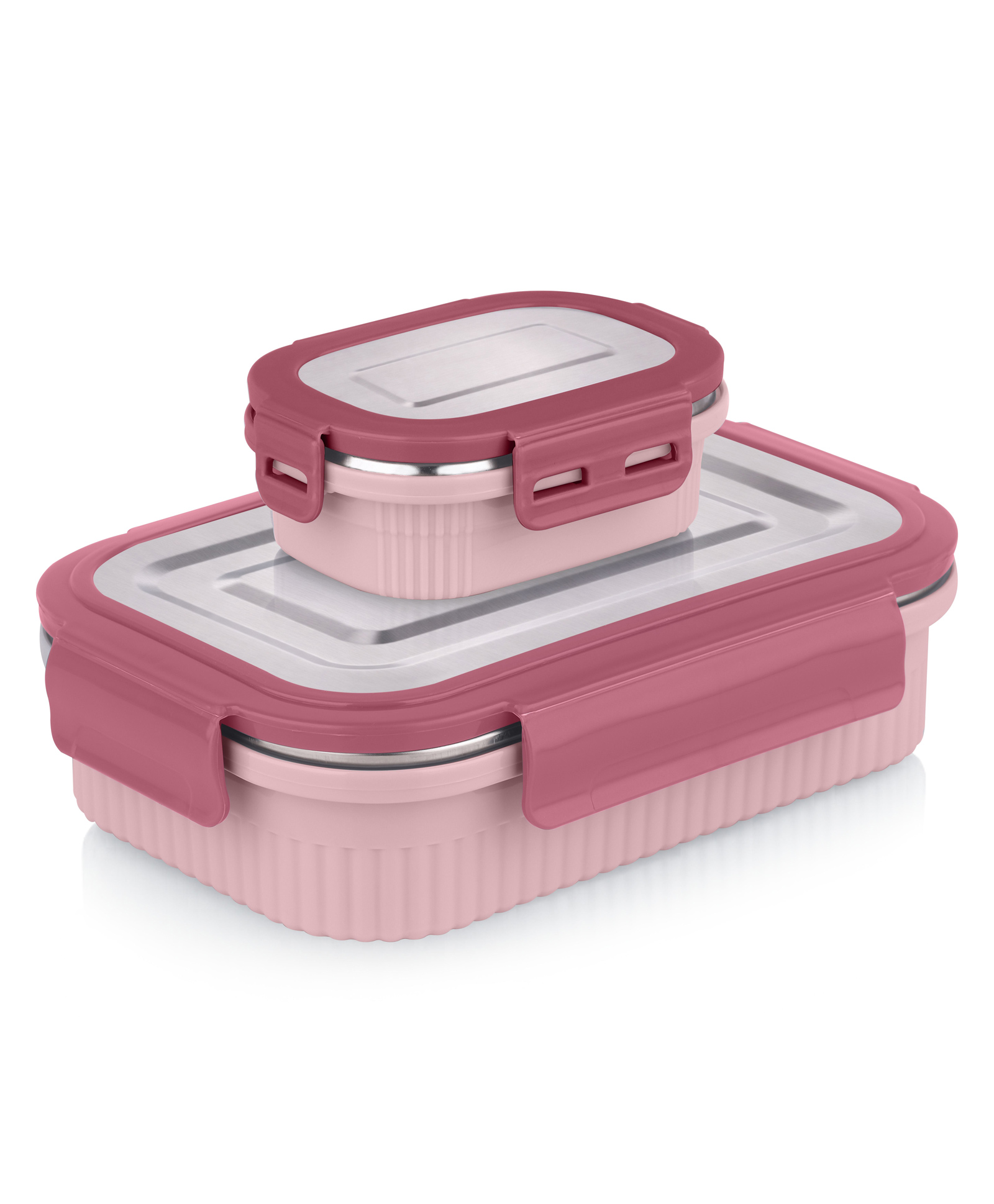 ATTRO Microwave Safe Airtight Leak Proof Stainless Steel Lunch Box Set Of 2 800 ml & 180 ml - Dark Peach-picture-36