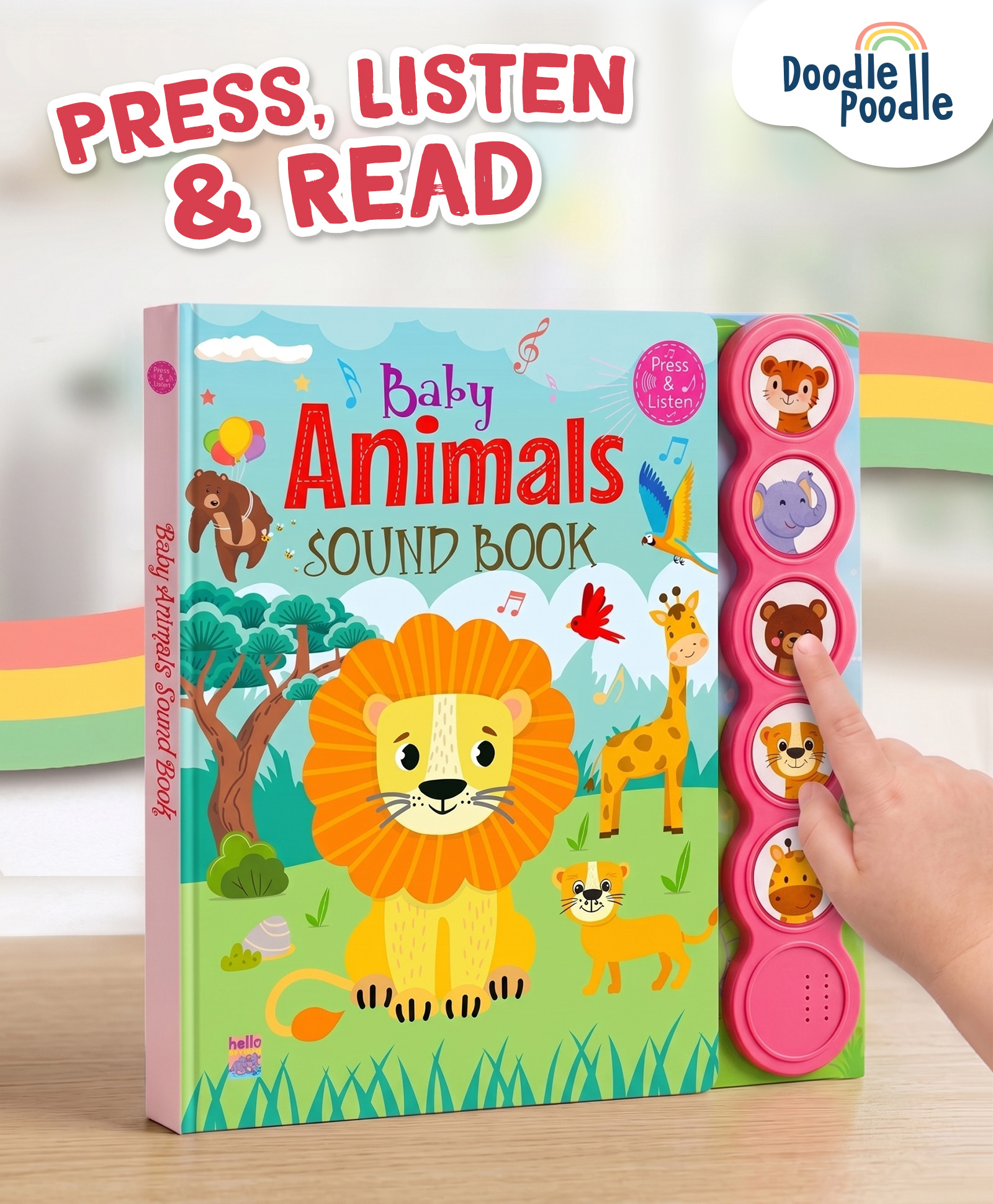 doodle poodle Baby Animals 5 Click Sound Book for Kids | Interactive Press & Listen Board Book | Boosts Early Learning, Auditory, Vocabulary & Pronunciation |Ideal For Gifting |Educator Recommended-picture-24