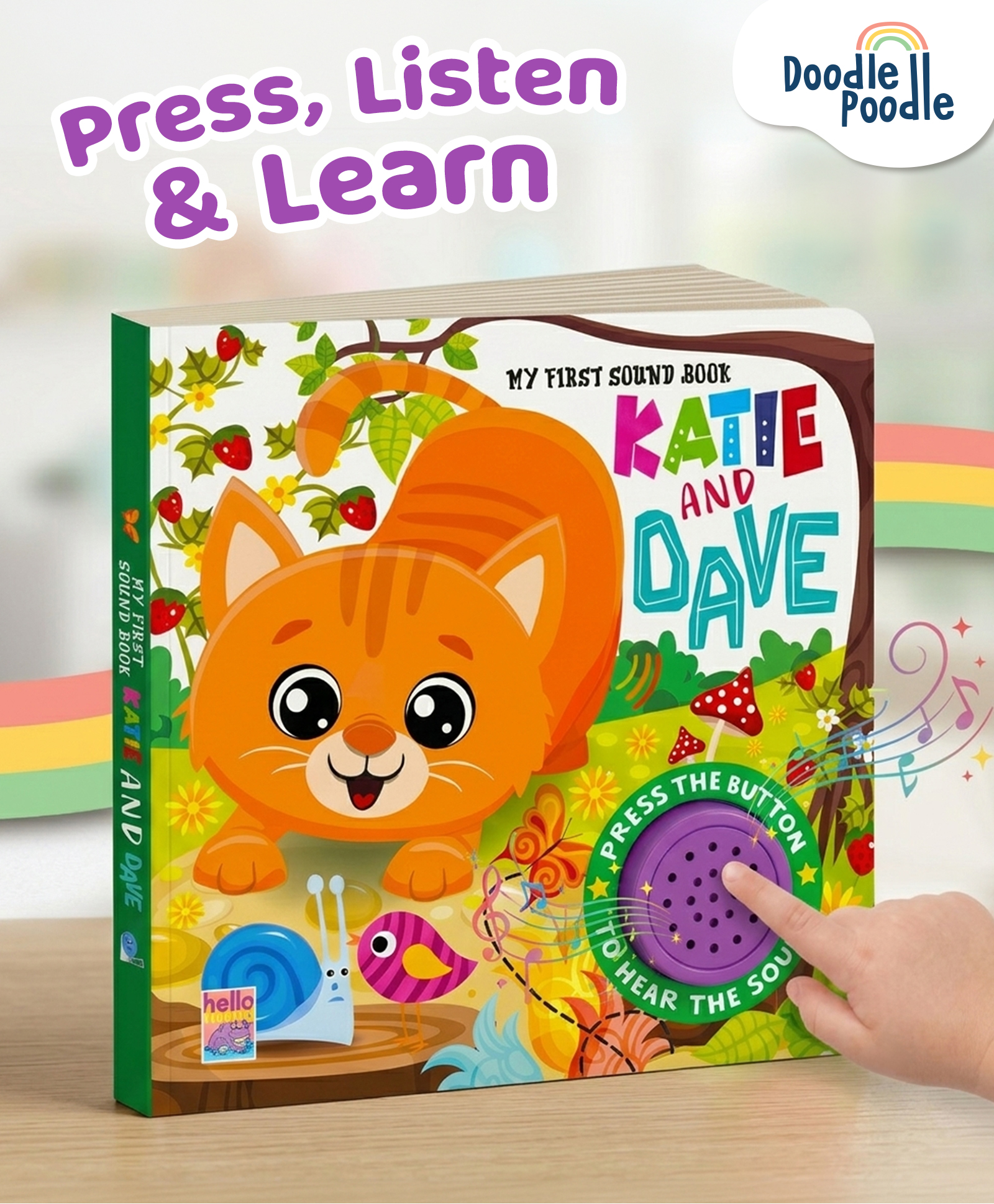 doodle poodle Cat One Click Sound Book for Kids | Interactive Press & Listen Board Book with Animal Sounds | Builds Story Understanding Skills, Helps with Sound Recognition & Early Learning | Ideal for Gifting-picture-12