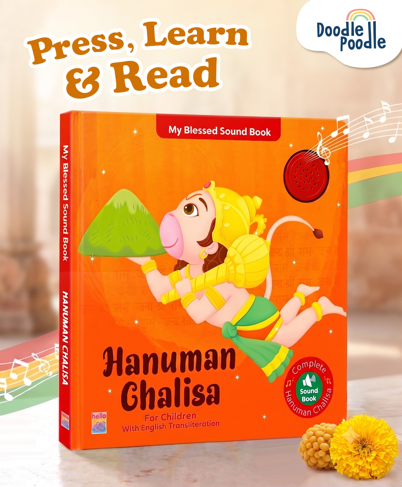 Hanuman Single Click Sound Book for Kids | 10 Pages | Interactive Press & Listen Board Book with Hanuman Chalisa Audio | Introduces Indian Culture, Values & Early Learning | Ideal for Gifting-image-13
