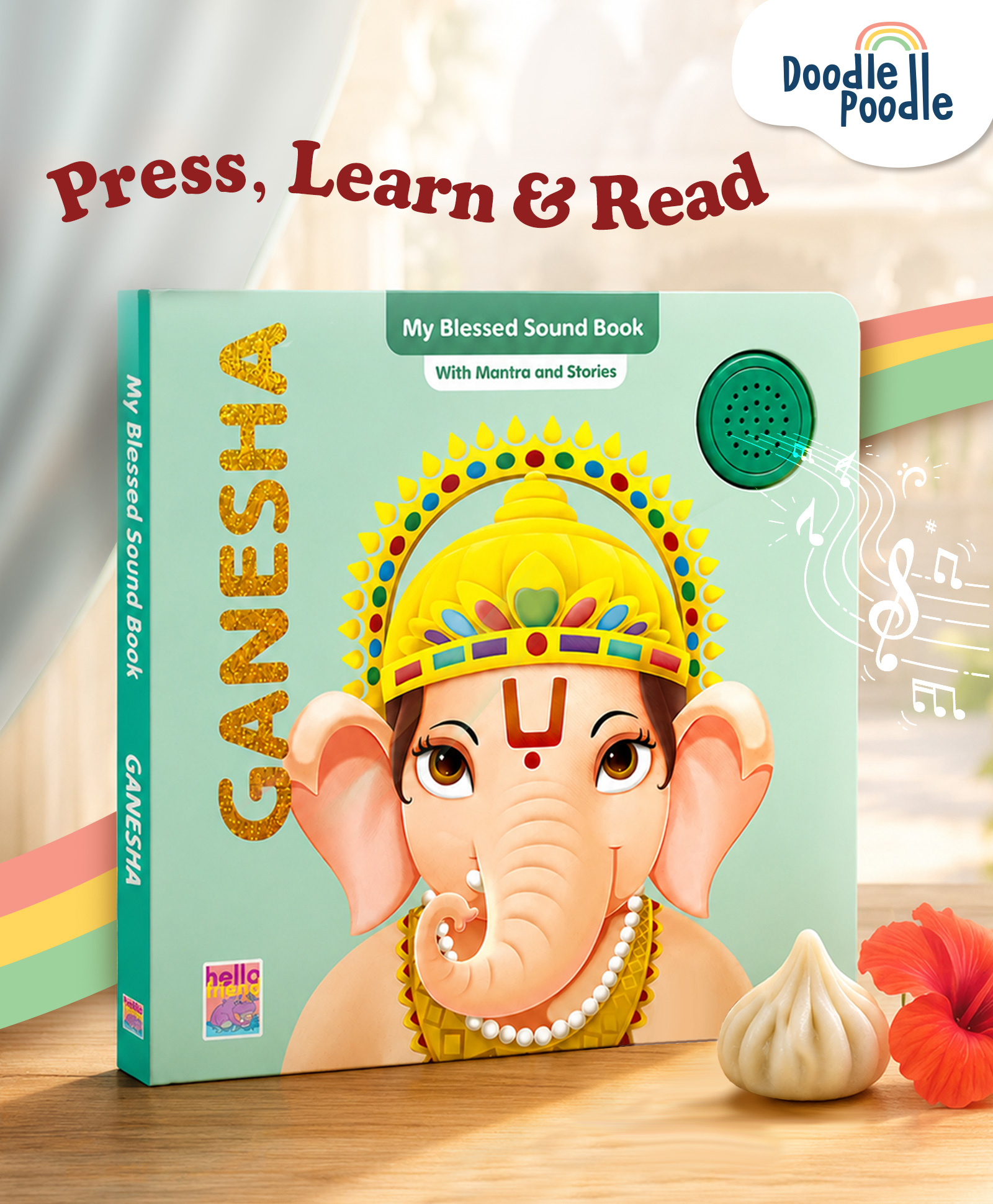 Doodle Poodle Ganesh Single Click Sound Book for Kids 10 Pages Interactive Press & Listen Board Book with Ganesha Story Narration Introduces Indian Culture, Values & Early Learning | Ideal for Gifting-picture-25