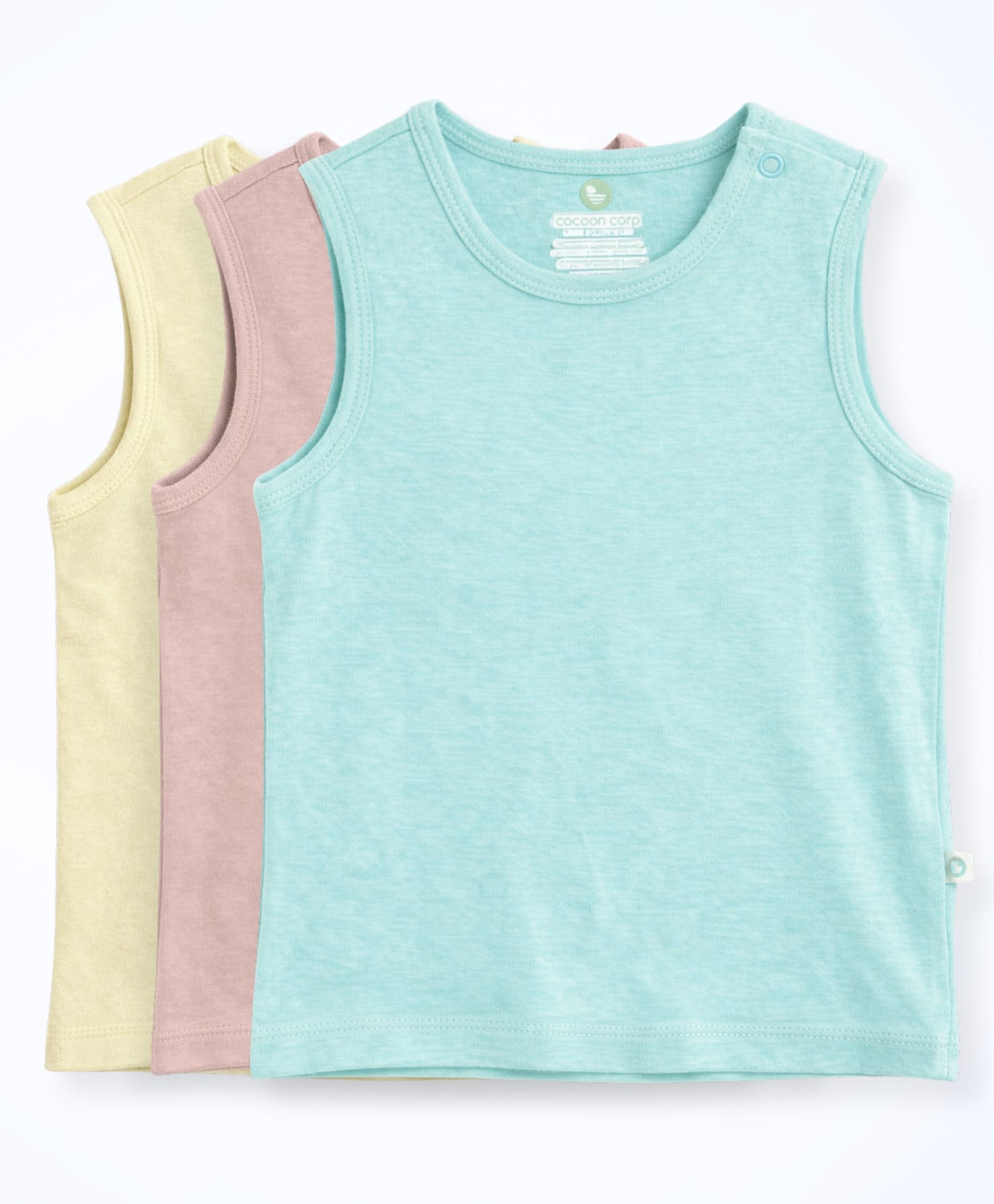 Cocoon Care Bamboo Knit Pack Of 3 Sleeveless Solid Vests - Multi Colour-picture-13