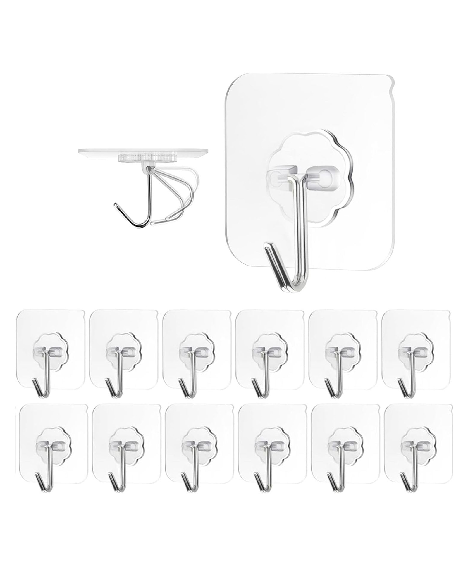 FunBlast Sticky Wall Hooks 12 Pcs Stainless Steel Door Hook for Shower, Kitchen Multicolor-picture-25