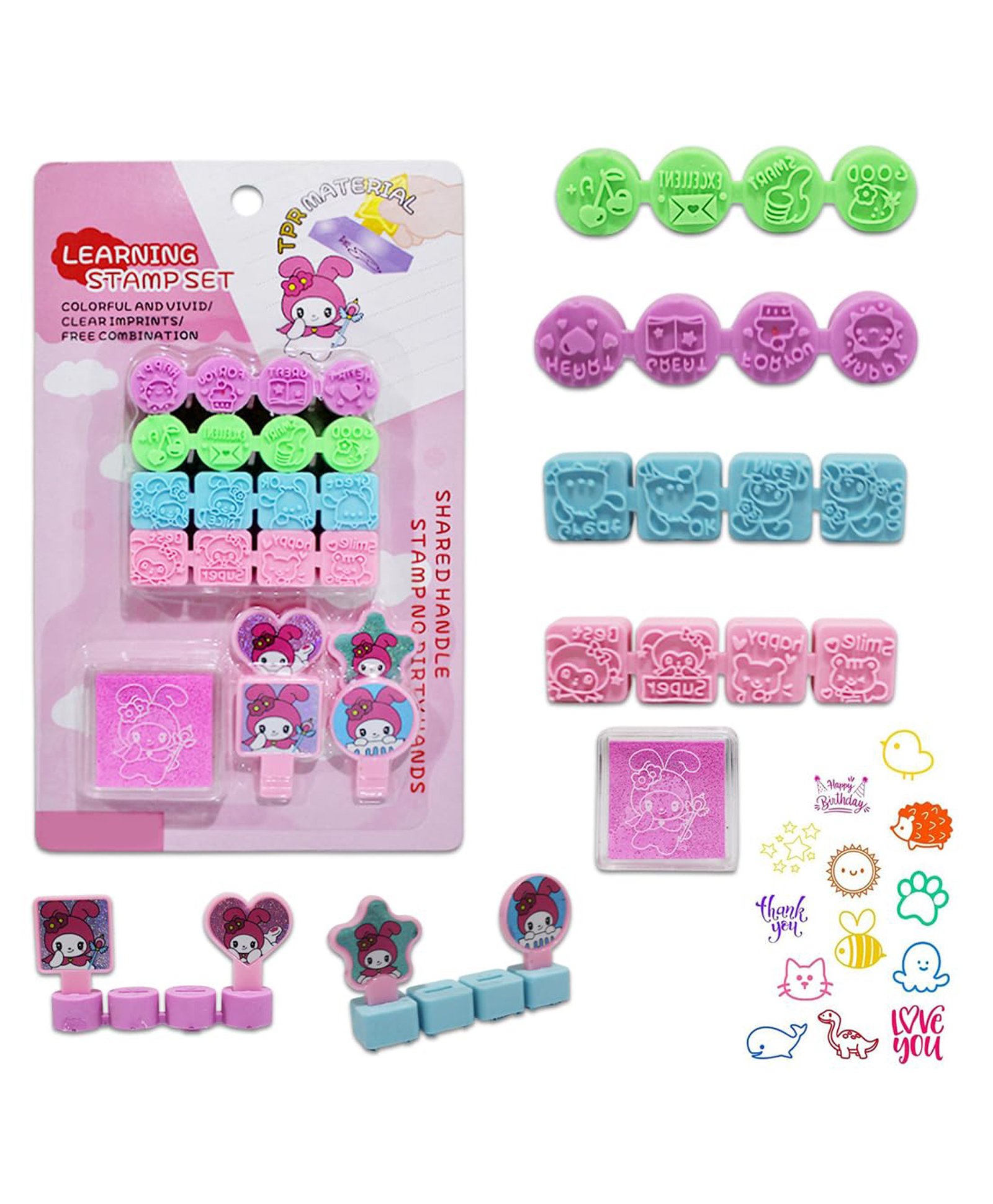 FunBlast DIY Rubber Seal Stamp Kit with Ink Pad for Girls & Boys Pack of 1 (Pink)-image-23
