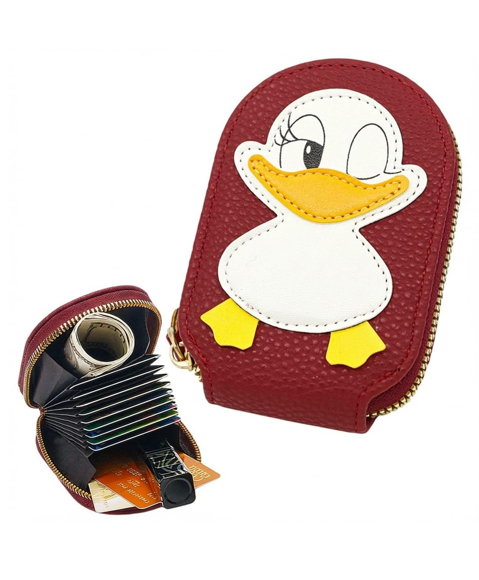 FunBlast Cute Mini Duck Card Holder with 13 Compartment for Cards & Cash - Maroon-picture-26