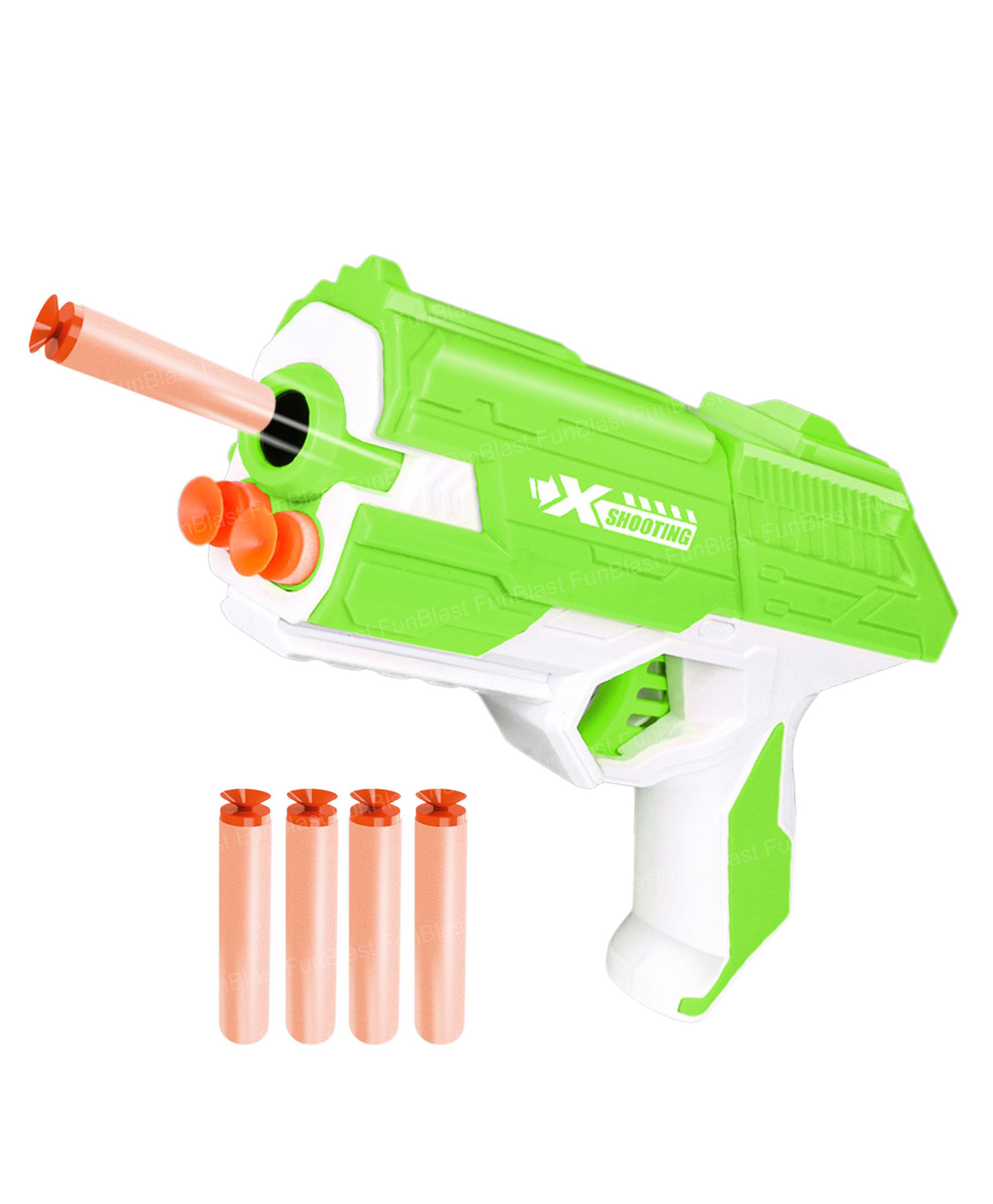 FunBlast High-Speed Bullet Gun Toy Manual Pistol with 4 Darts, Long Range Shooting for Kids - (Green)-image-35