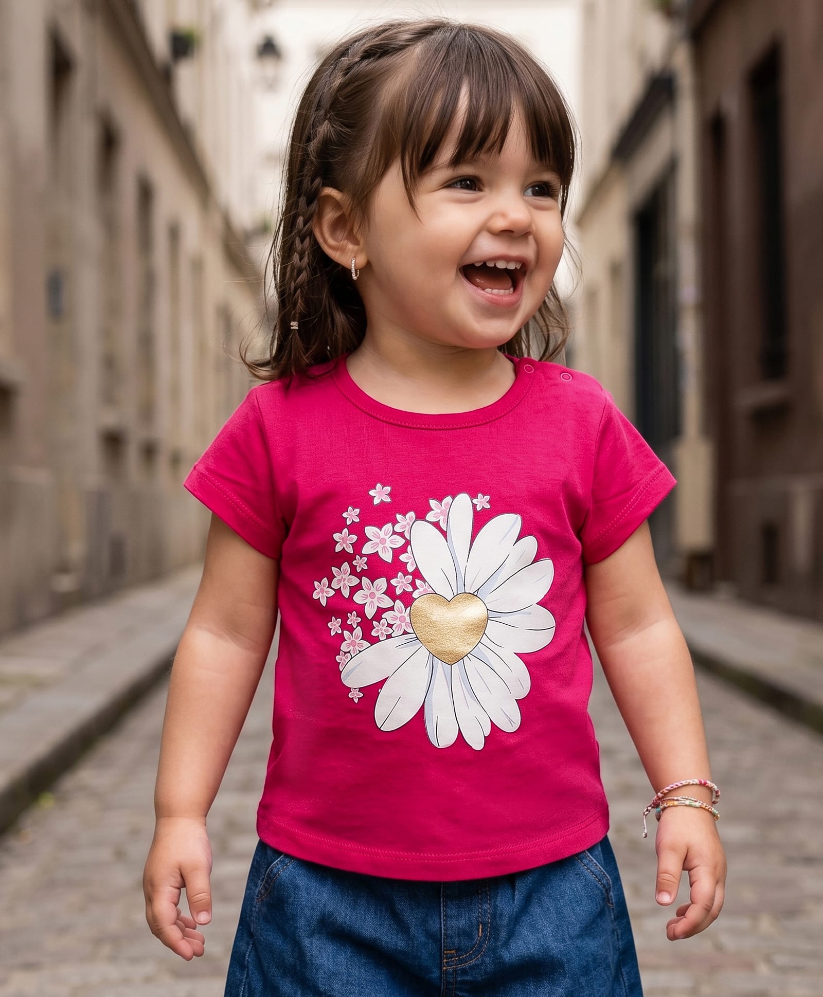 Babyoye Single Jersey Knit Half Sleeves Floral Printed Top - Dark Pink-picture-19