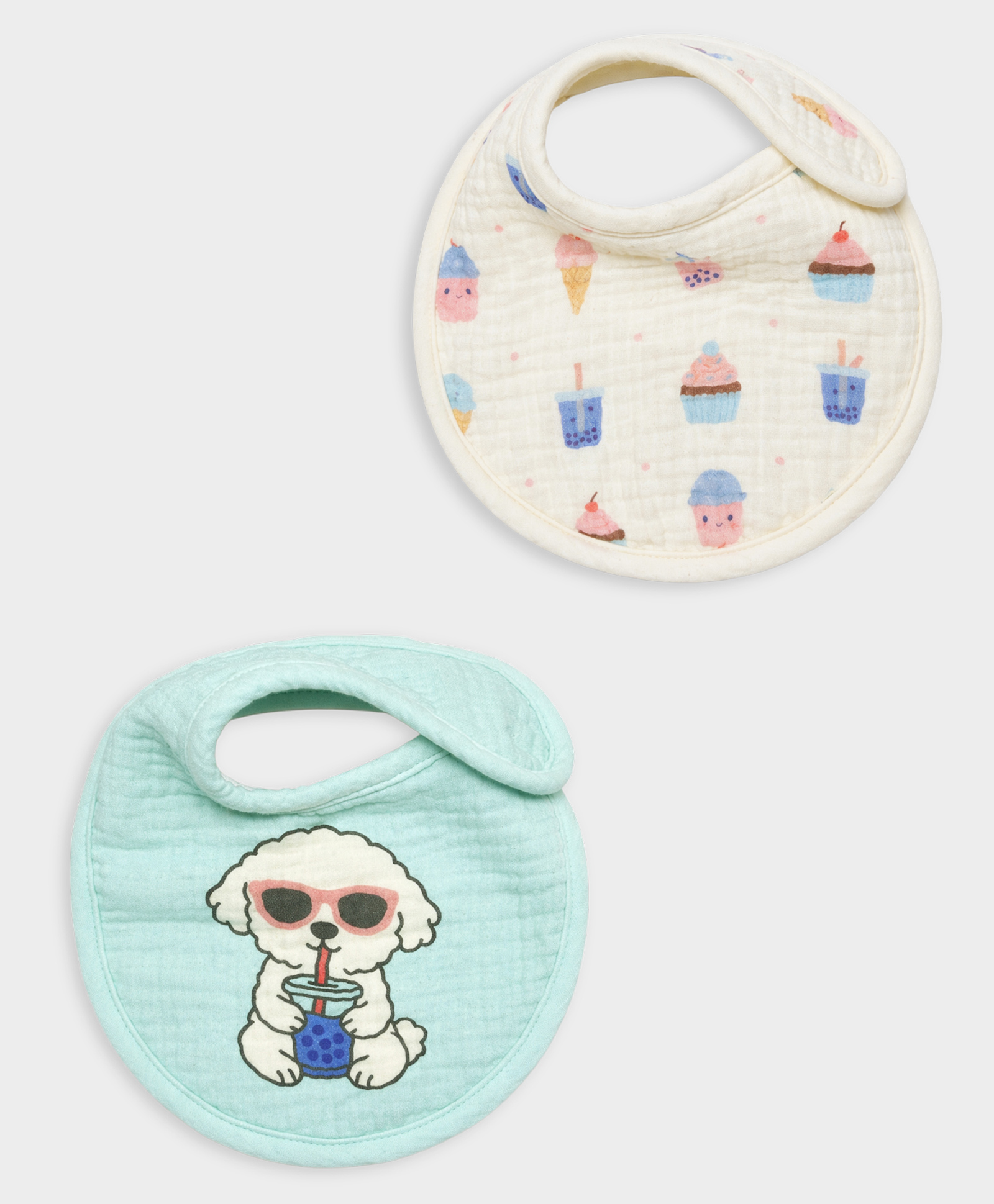 Mi Arcus 100% Cotton Printed Toddler Bib with Velcro Closure Pack of 2- Multicolor-picture-39