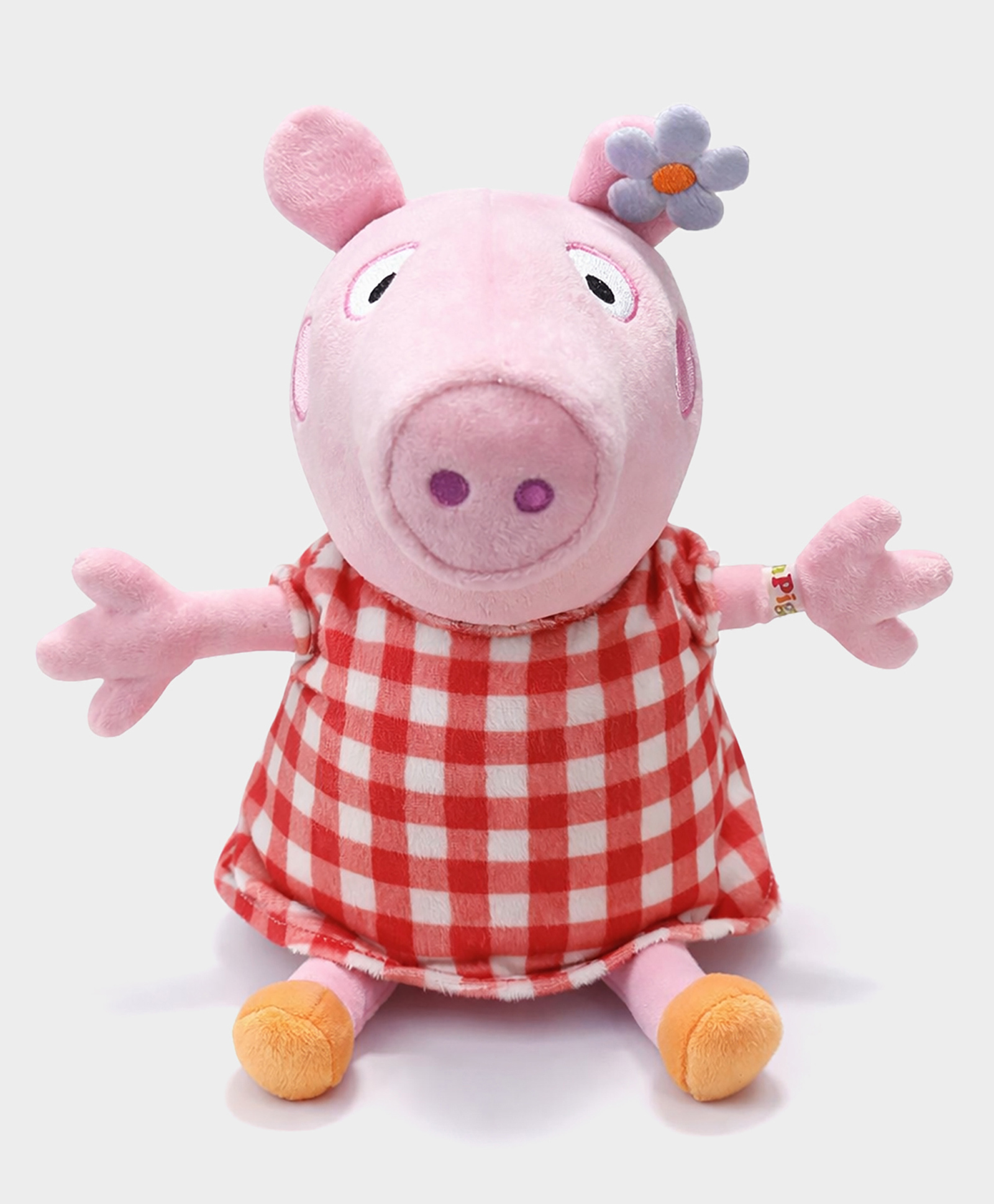 Mi Arcus 30 cm Cute Pig Plush Toy with Red Gingham Dress- Pink-image-32