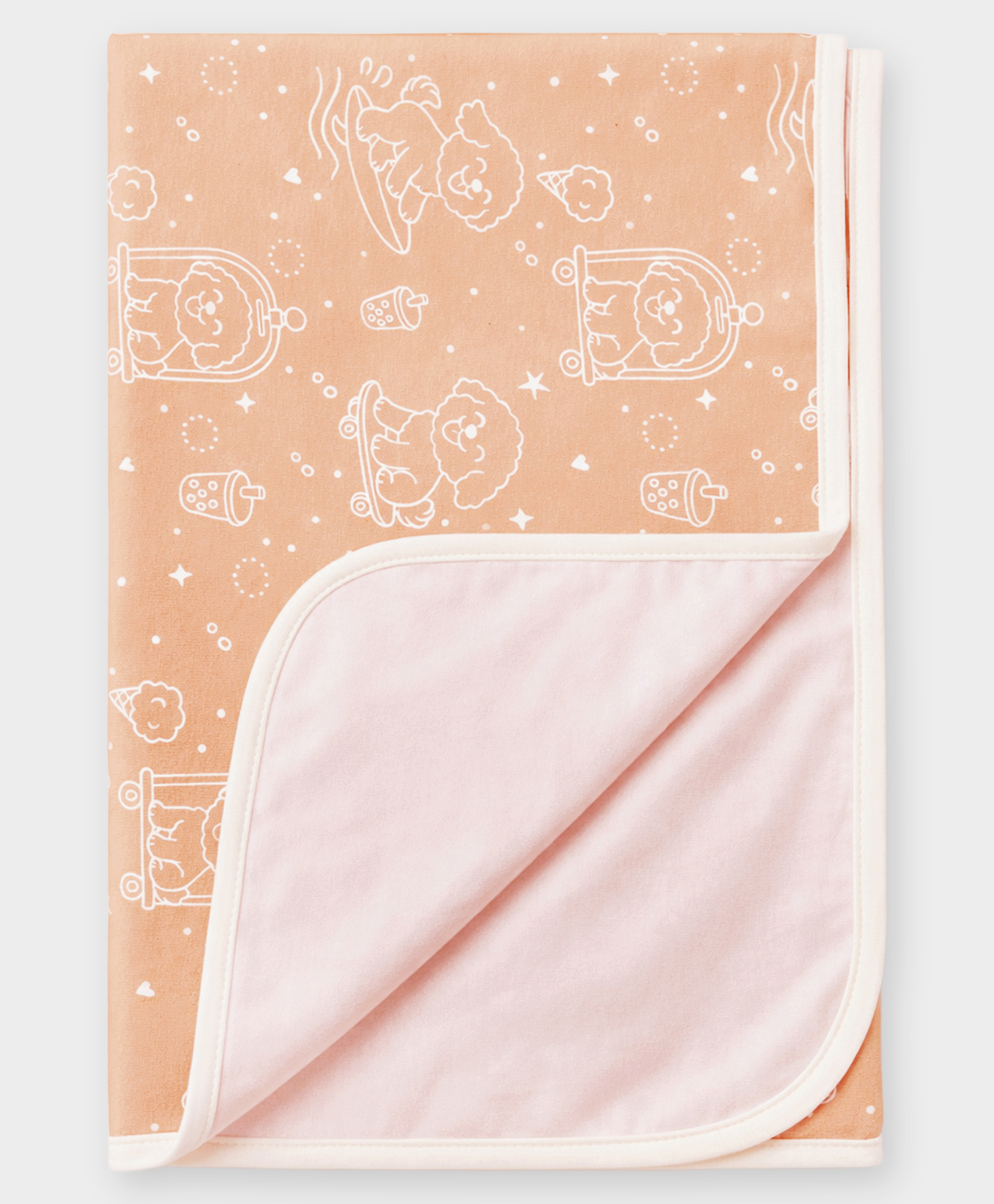 Mi Arcus 100% Cotton & Back TPU Lamination Cute Dog Printed Mattress Protector- Peach-image-33