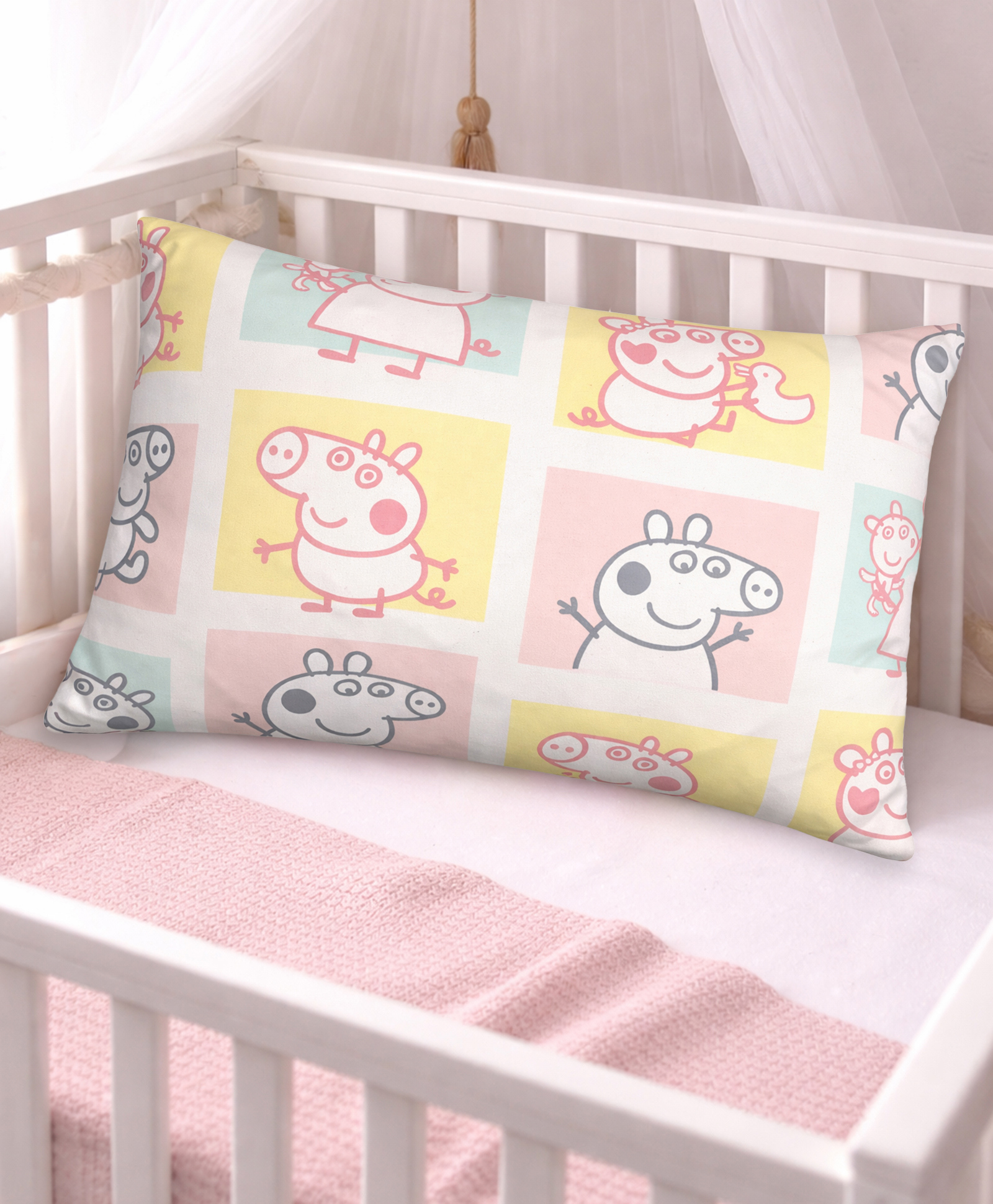 Mi Arcus Peppa Pig Printed Soft 100% Cotton Filling 100% Polyester Pillow- Multicolor-image-47