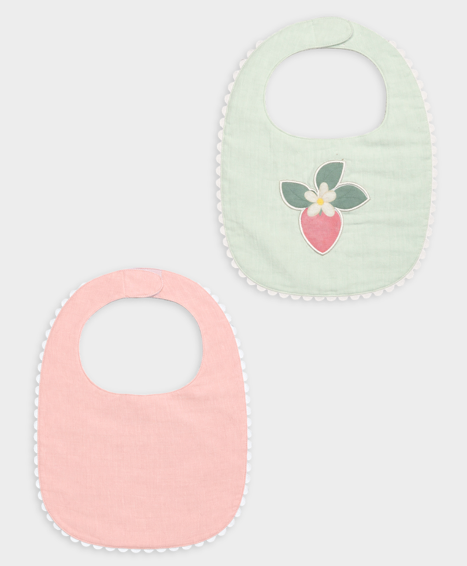 Mi Arcus Soft Printed Floral Applique & Solid Feeding Bib with Velcro Closure Pack of 2- Multicolor-image-33