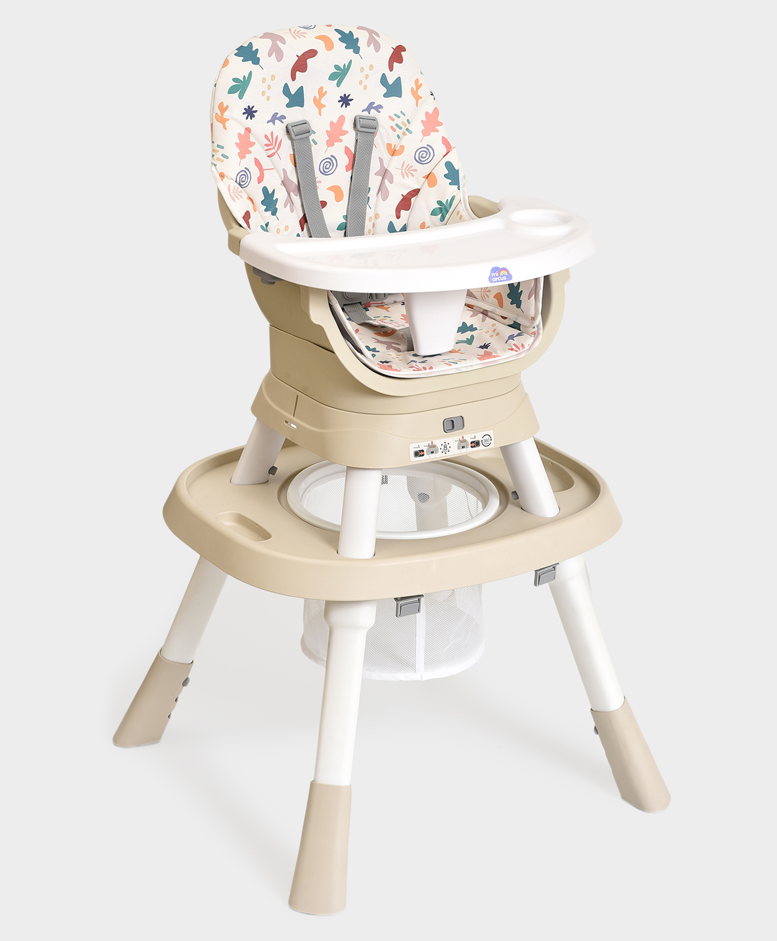 Mi Arcus Multi-Functional Feeding Chair,Booster Seat,Activity Table, Removable Tray 12-in-1 Convertible High Chair- Beige-image-14
