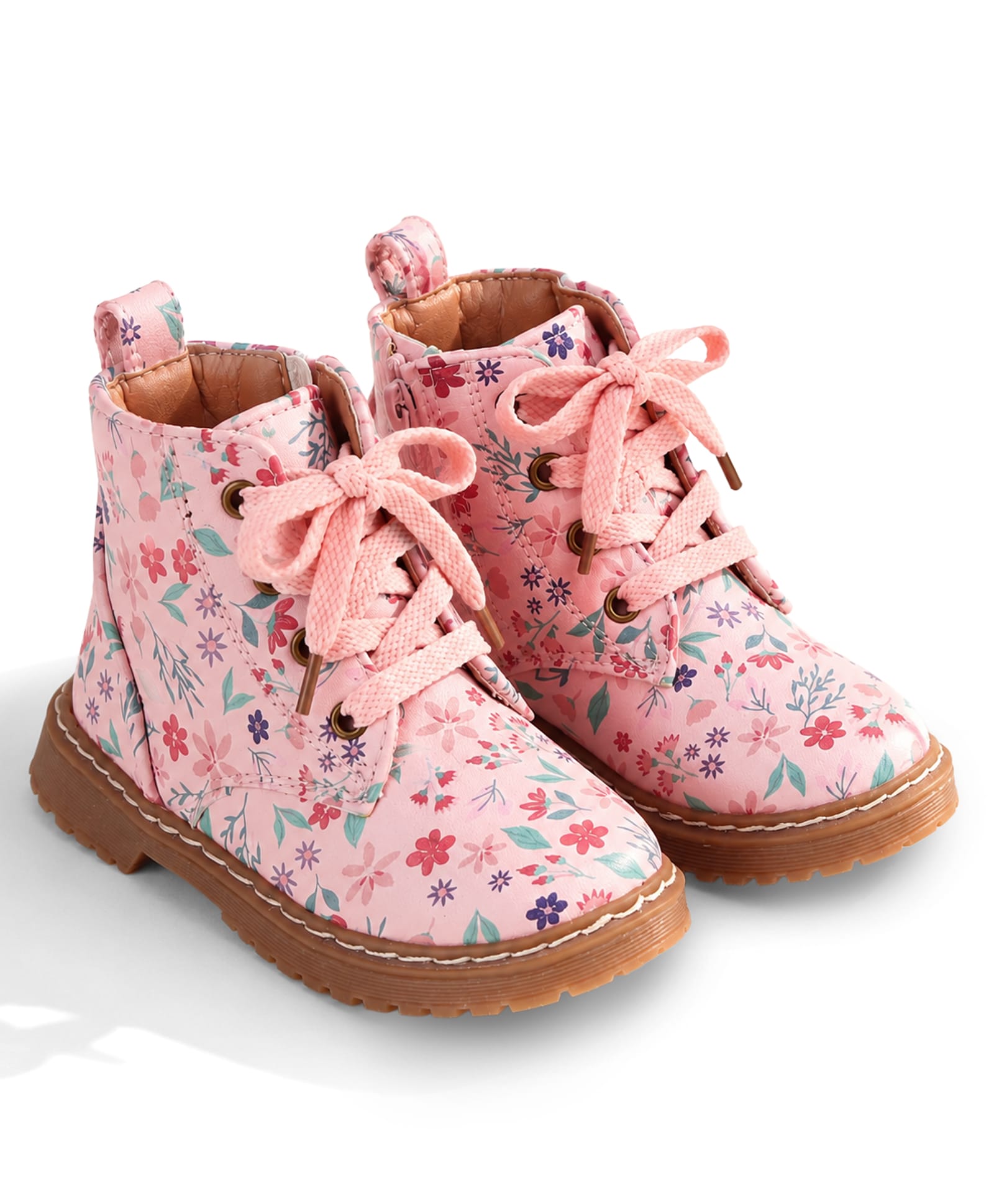 Babyoye Lace Up Floral Printed Winter Shoes - Pink-picture-17