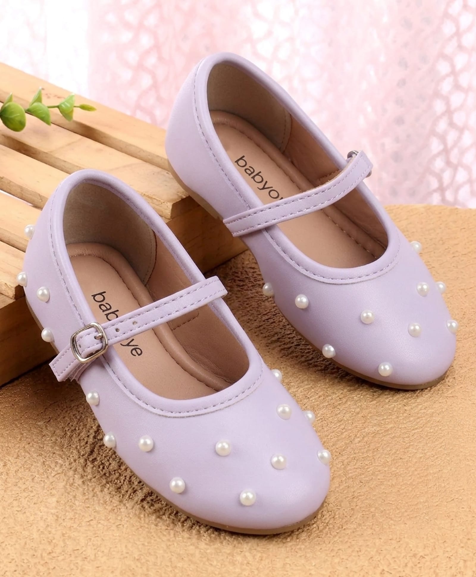 Babyoye Velcro Closure Ballerina With Pearl Embellishment - Purple-picture-28