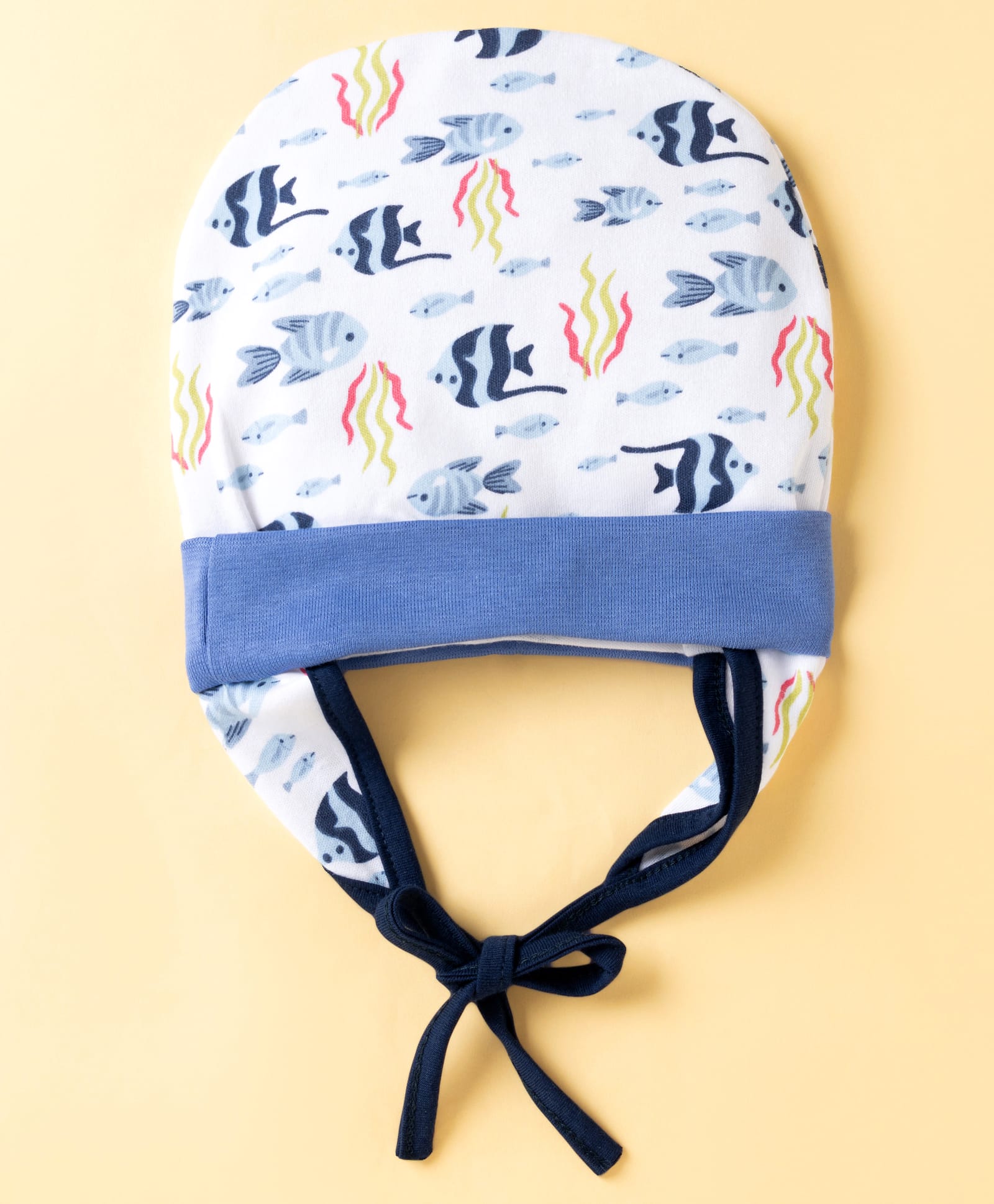 OHMS Single Jersey Knit Baby Cap with Sea Life Print Blue - Diameter 17.5 cm-image-43