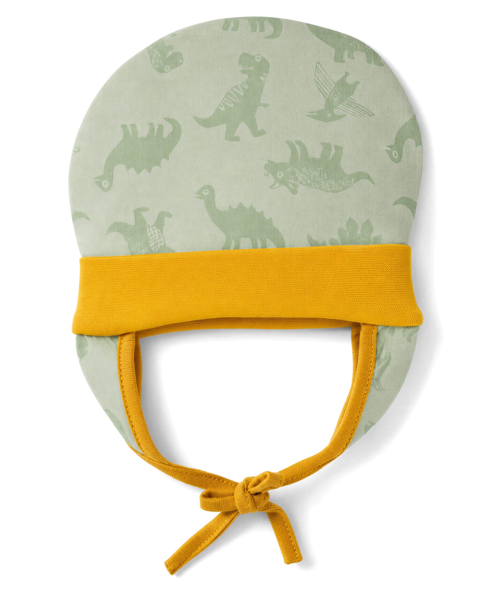 OHMS Single Jersey Knit Baby Cap with Dino Print Yellow - Diameter 16 cm-picture-18