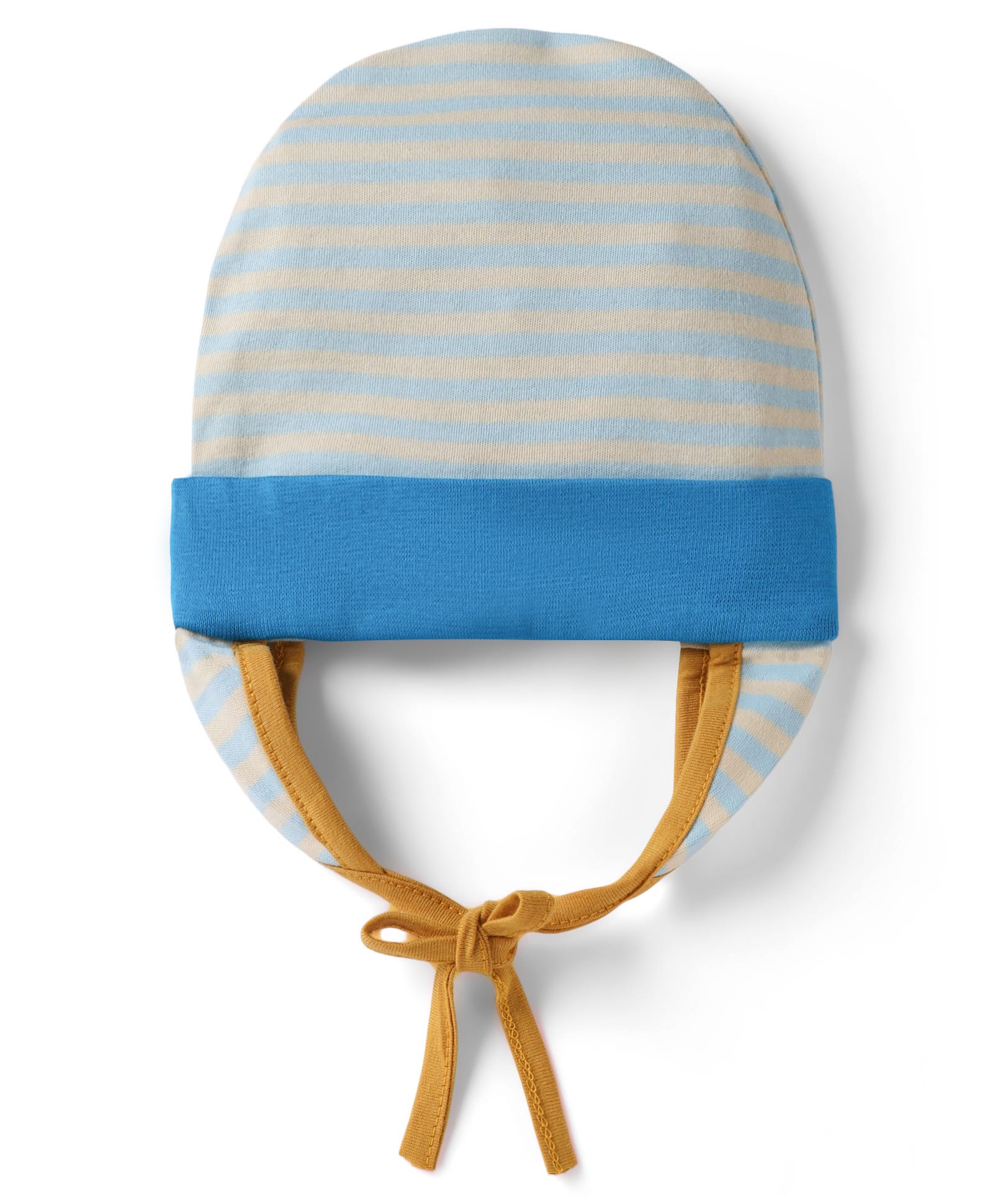 OHMS Single Jersey Knit Striped Baby Caps Beige - Diameter 15 cm-image-4