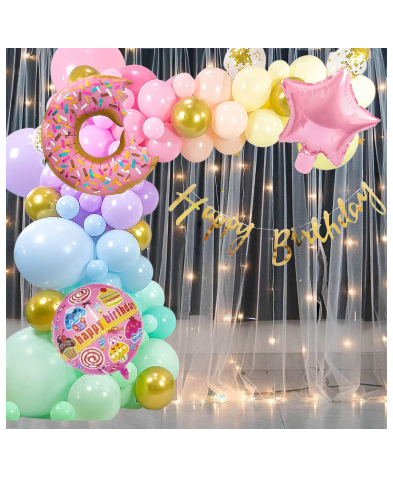 Puchku Happy birthday Net Curtain LED Light - Pack of 73