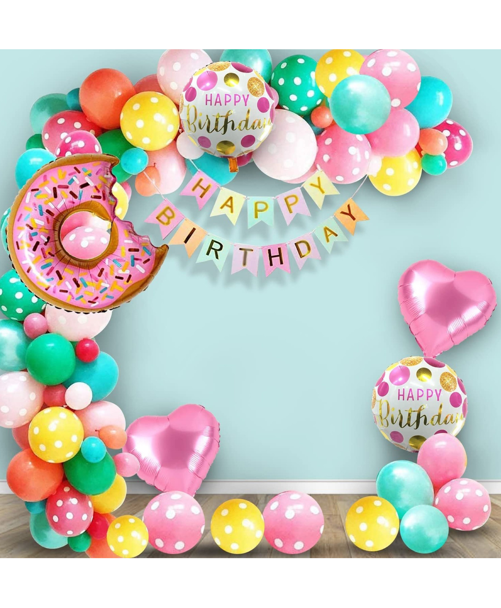Puchku Happy Birthday Decoration Kit - Large 53 Pcs Donut Theme Birthday - Multicolor-image-32