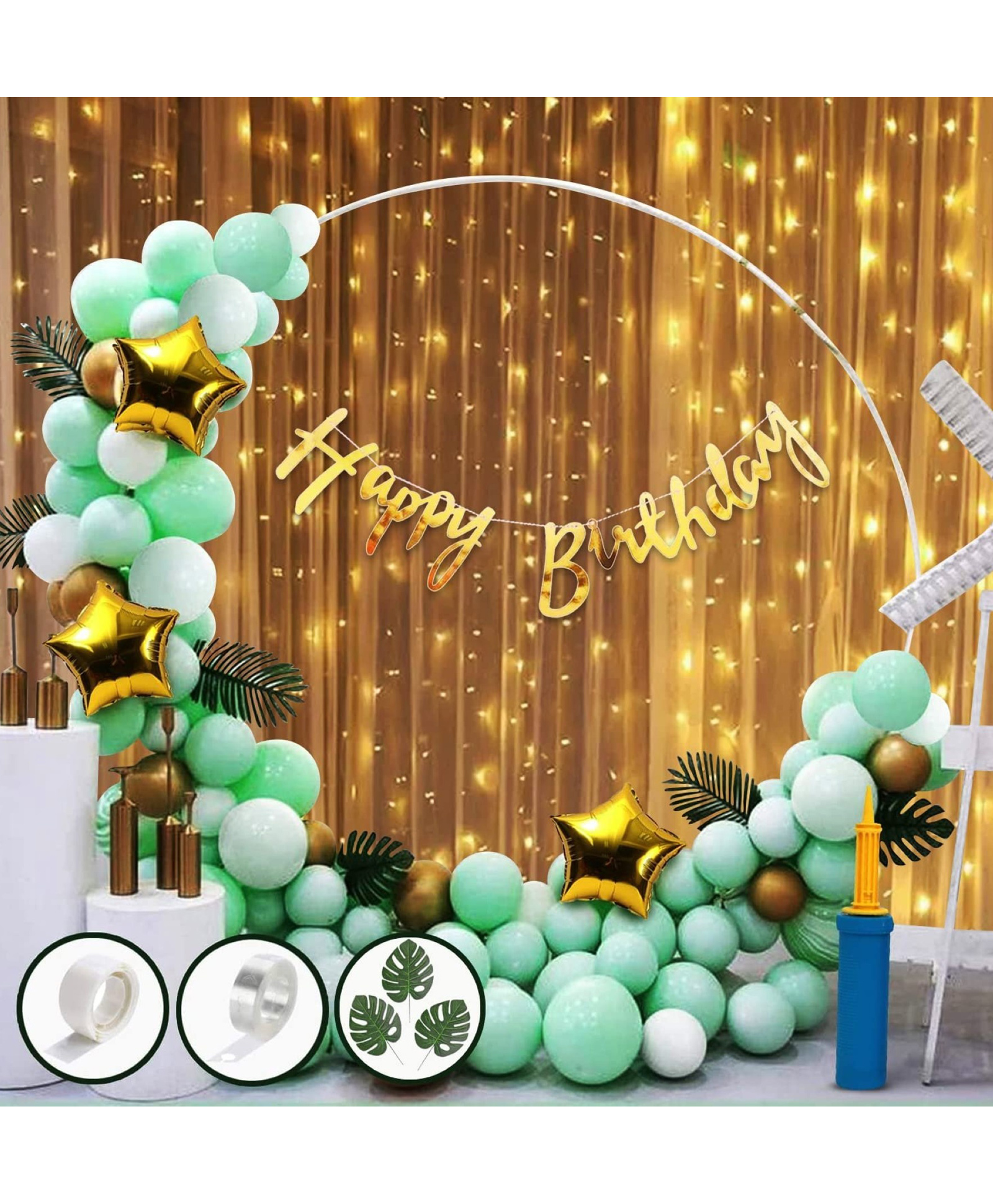 Puchku Green Birthday Decoration Items - Pack of 53 Pcs, Happy Birthday - Multicolor-image-17