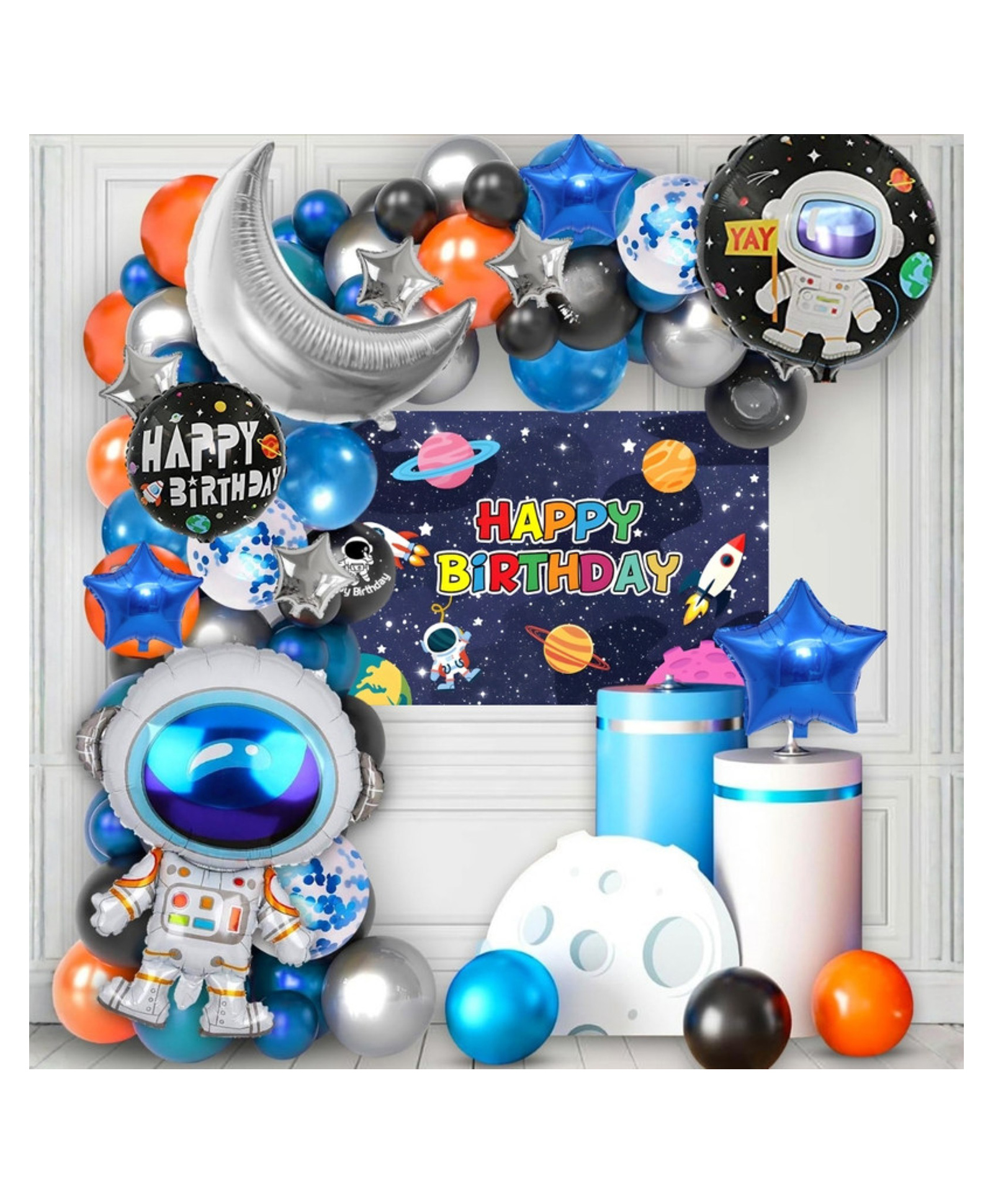 Puchku Space Theme Birthday Decoration Kit - 50Pcs, Planet Theme Birthday Decoration | Astronaut Theme Decoration,Moon & Stars Foil Balloons-image-37