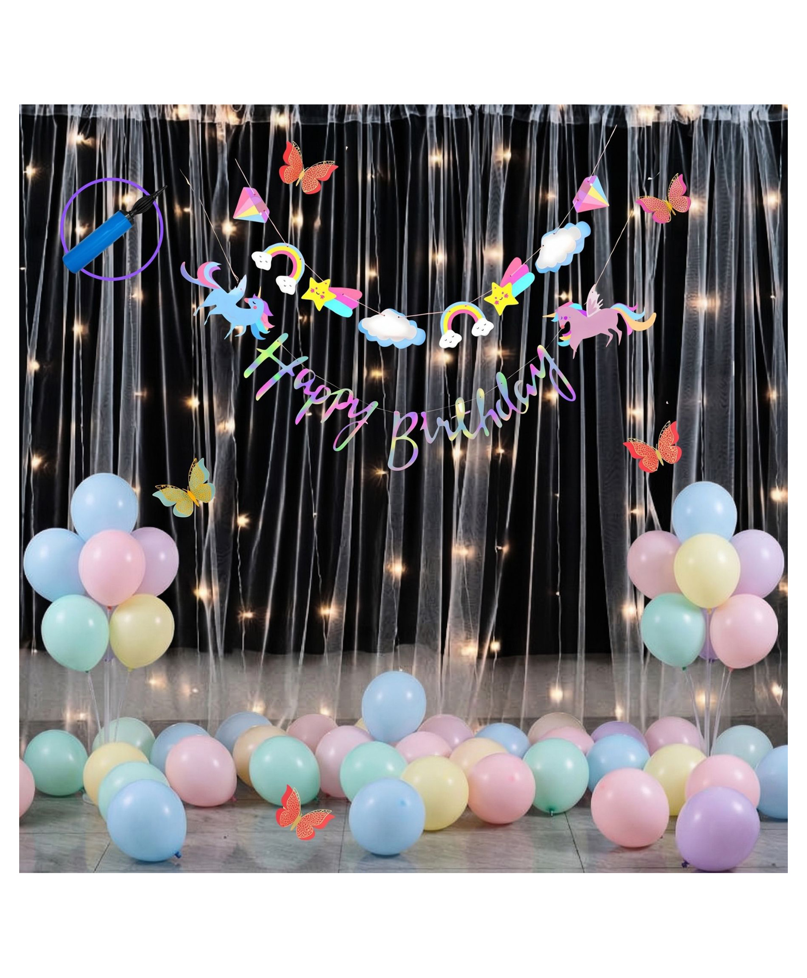 Puchku Premium Happy Birthday kitty foil Balloon Set with sash for first 1st birthday Theme girls kids ( pack of 51 Multicolor)-image-47