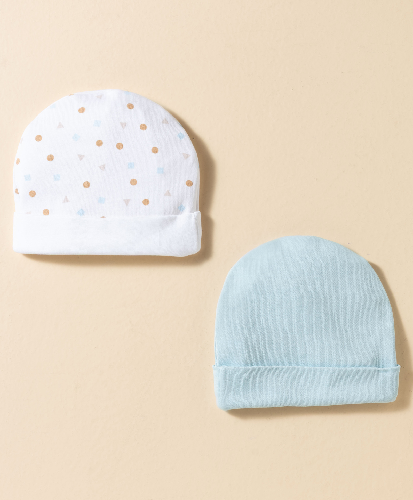 Bubble Pop Interlock Knit Striped Baby Caps Pack of 2 Multicolor - Diameter 12 cm-picture-23